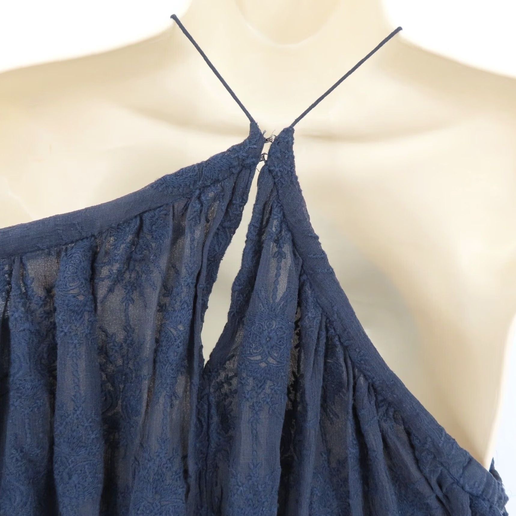 Rebecca Taylor Rebecca Taylor Women Blouse Shirt Top 6 Blue Embroidered Cold Shoulder Long Sleeve Silk Size M / US 6-8 / IT 42-44 - 6 Thumbnail