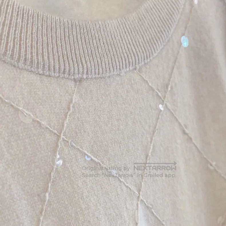 Other Brunello Cucinelli Sequined Diamond Pattern Beige Cashmere Size S / US 4 / IT 40 - 5 Thumbnail