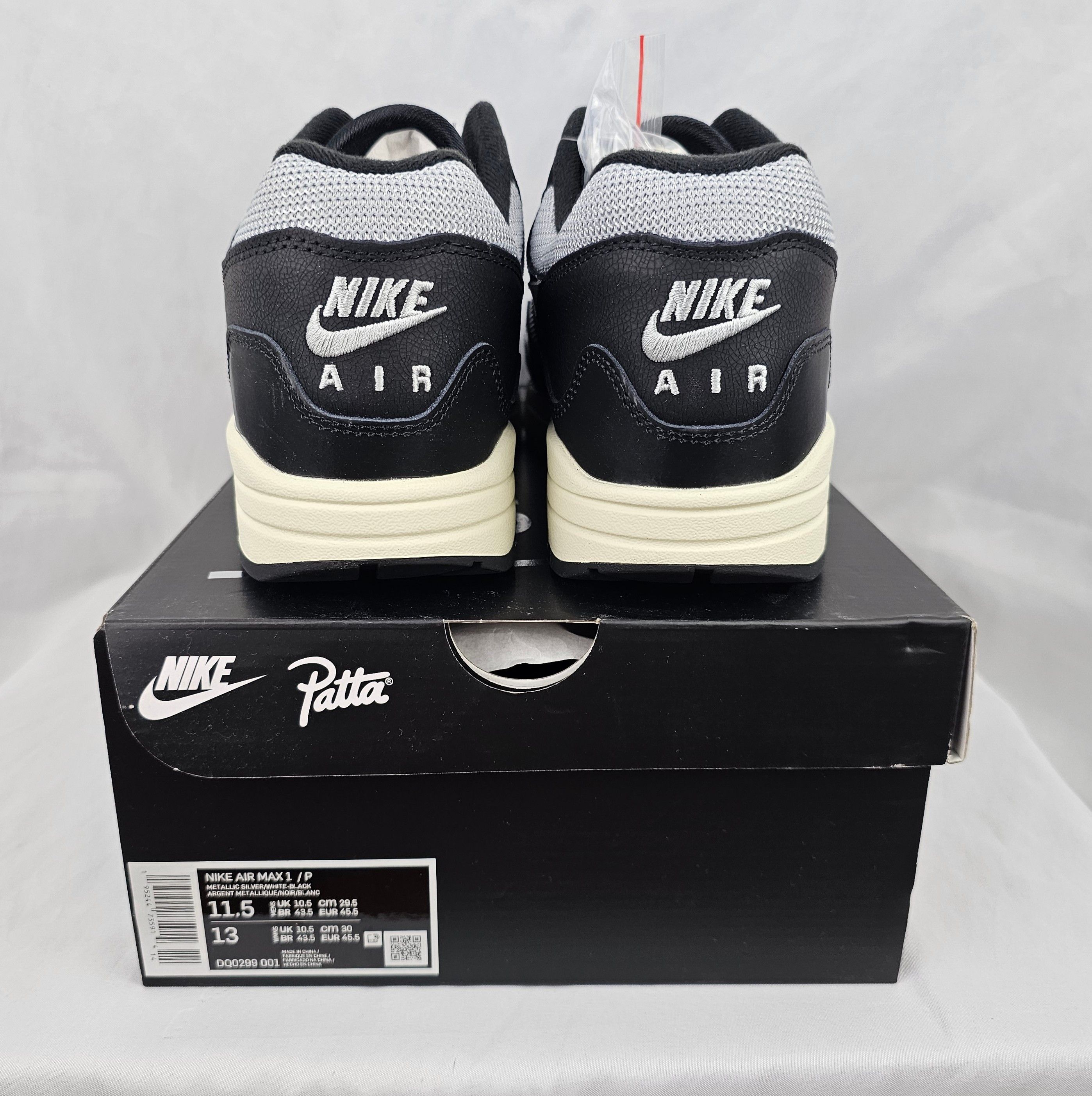 Nike × Patta Nike Air Max 1 Patta Waves Black (with braclet) BRAND NEW Size US 11.5 / EU 44-45 - 9 Thumbnail