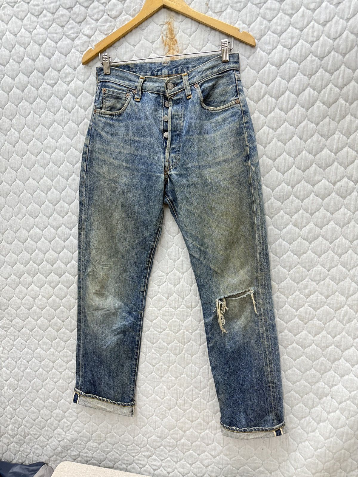 Levi's 🔥ARCHIVE VINTAGE LEVIS 501XX BIG E DISTRESSED SELVEDGE DENIM Size US 29 - 3 Thumbnail