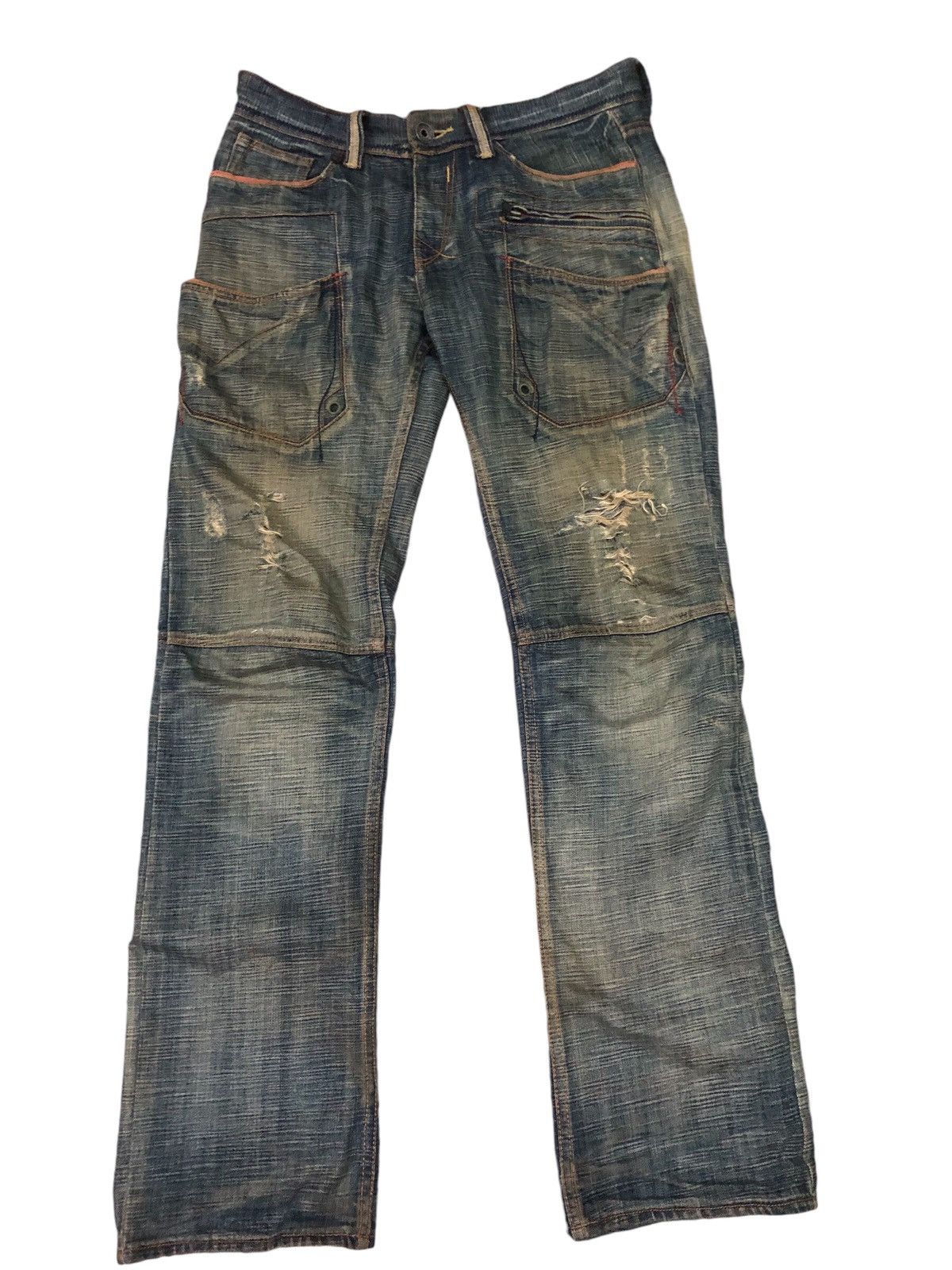 If Six Was Nine × Japanese Brand × Le Grande Bleu (L.G.B.) Tough Jeans Smith Cargo Distressed Denim Pants Size US 34 / EU 50 - 1 Thumbnail