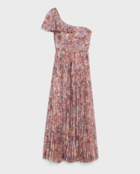 image of Celine O1W1Db10324 Ruffled Dress In Multicolor, Women's (Size XL)