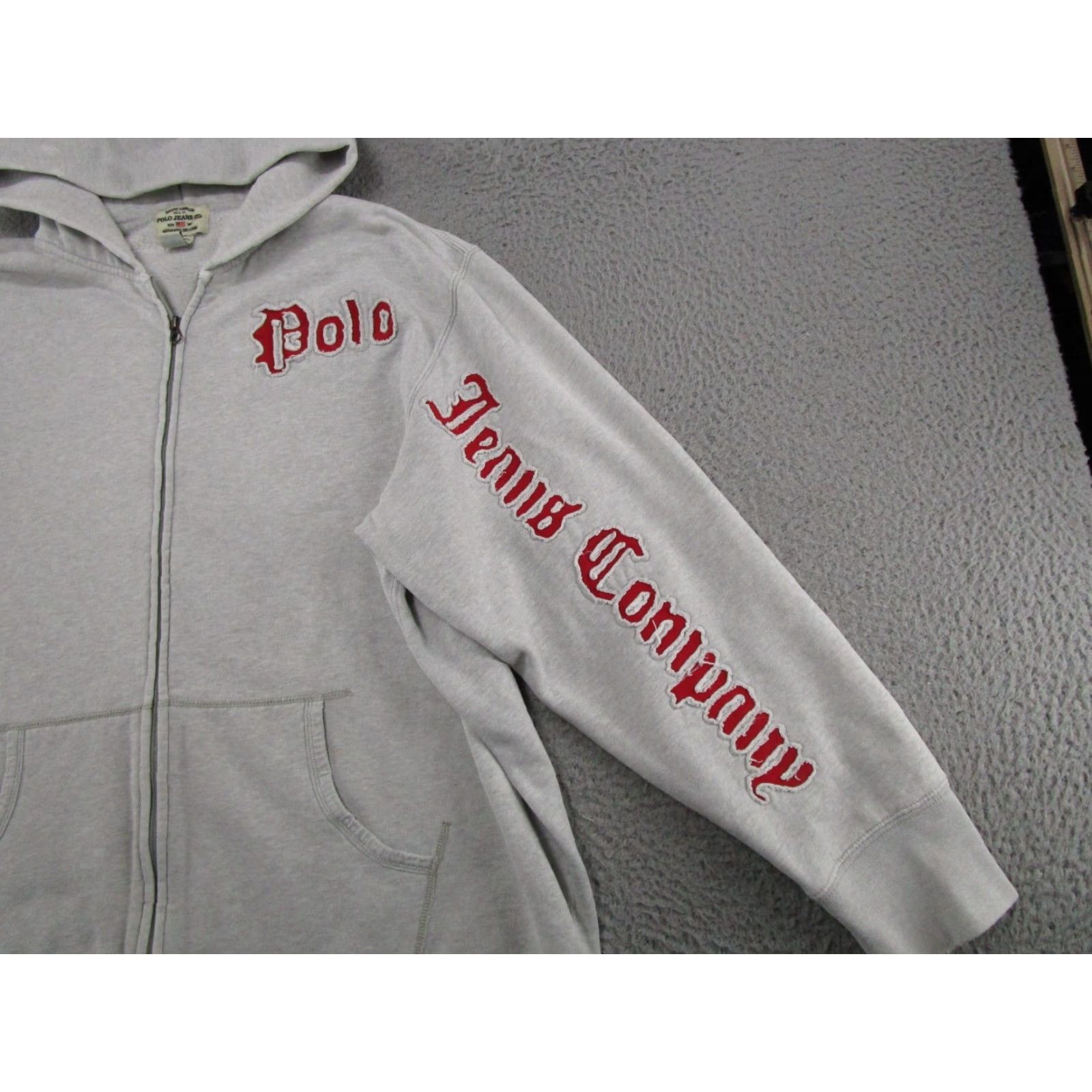 Polo Ralph Lauren VINTAGE Polo Ralph Lauren Polo Jeans Co Hoodie 3XLT Gray Embroidered Logo Zipper Full Zip Mens Shirt Size US XXL / EU 58 / 5 - 2 Thumbnail
