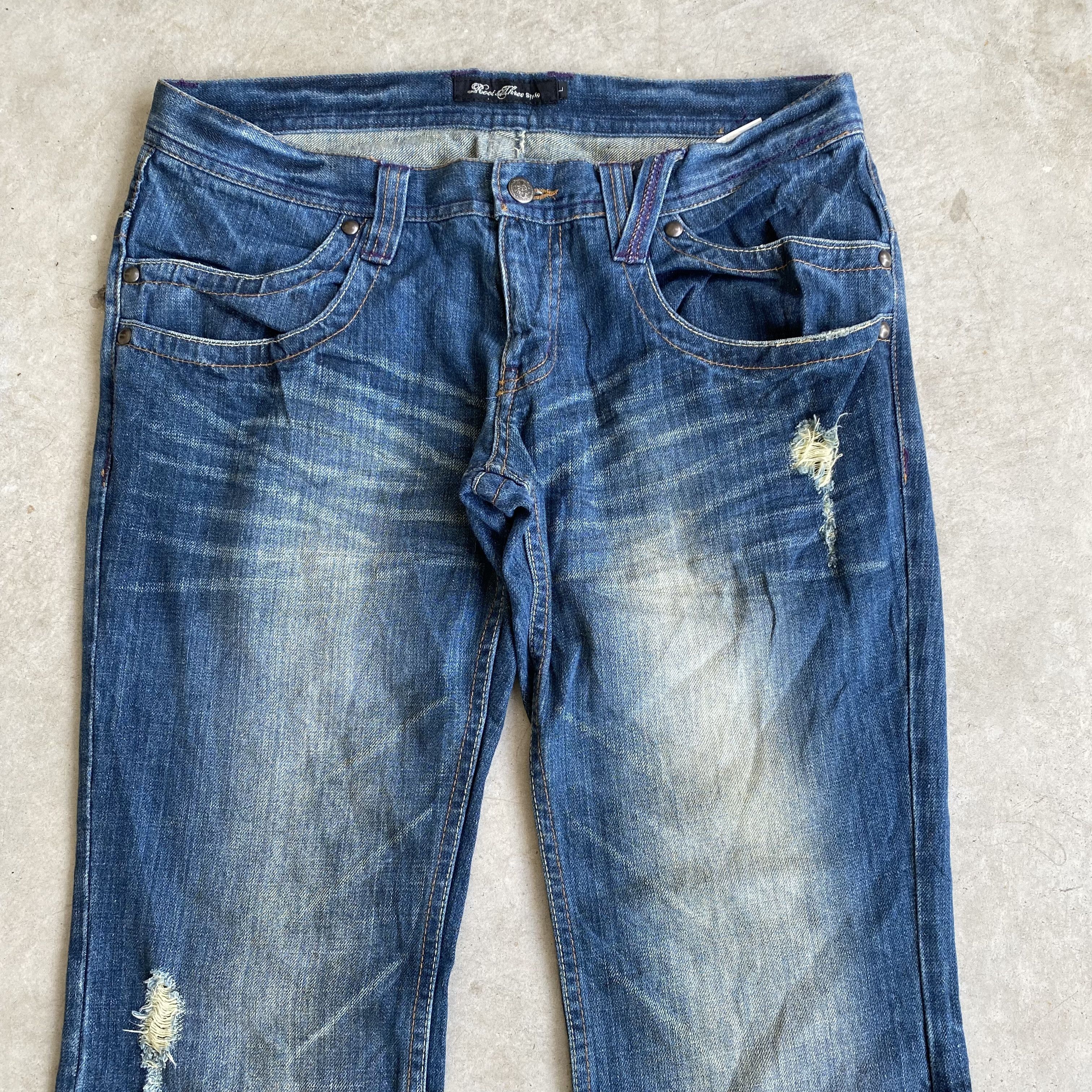 If Six Was Nine Root Three Flare Distressed Ripped Bootcut Jeans Size US 32 / EU 48 - 3 Thumbnail