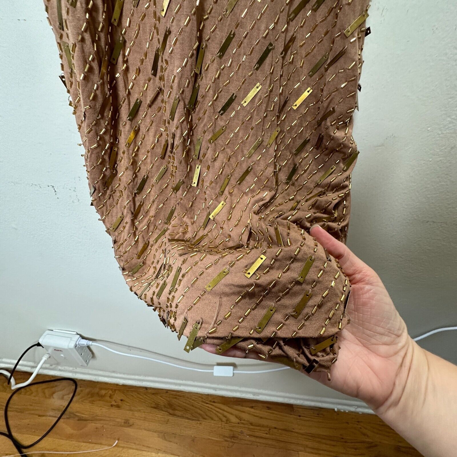 Haute Hippie Haute Hippie Brown Tank Mini Side Ruche Gold Bead Adornment Size XS / US 0-2 / IT 36-38 - 9 Thumbnail