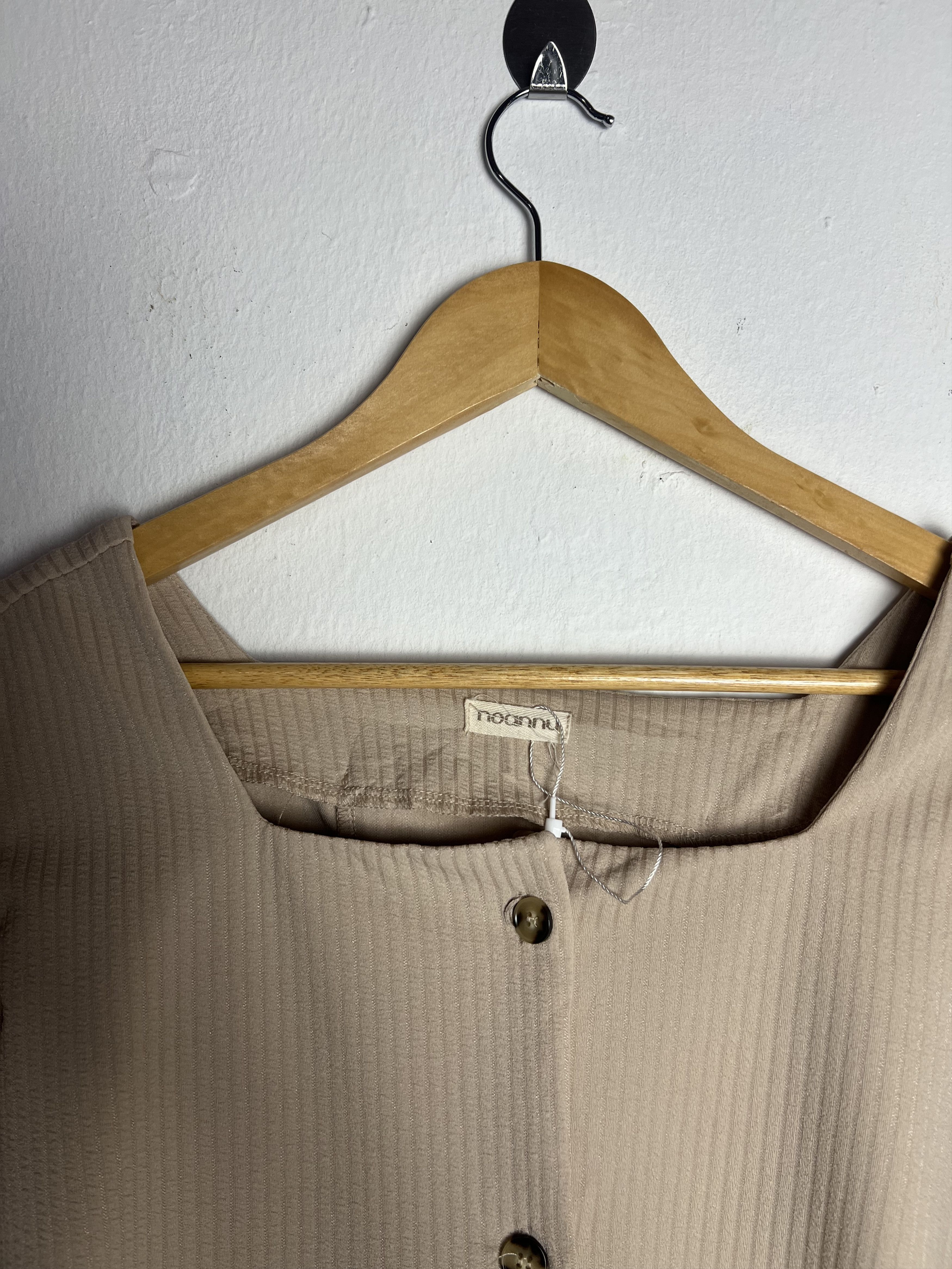 Japanese Brand Noannu Beige Long Sleeve Top square neck and lace up detail Size L / US 10 / IT 46 - 5 Thumbnail