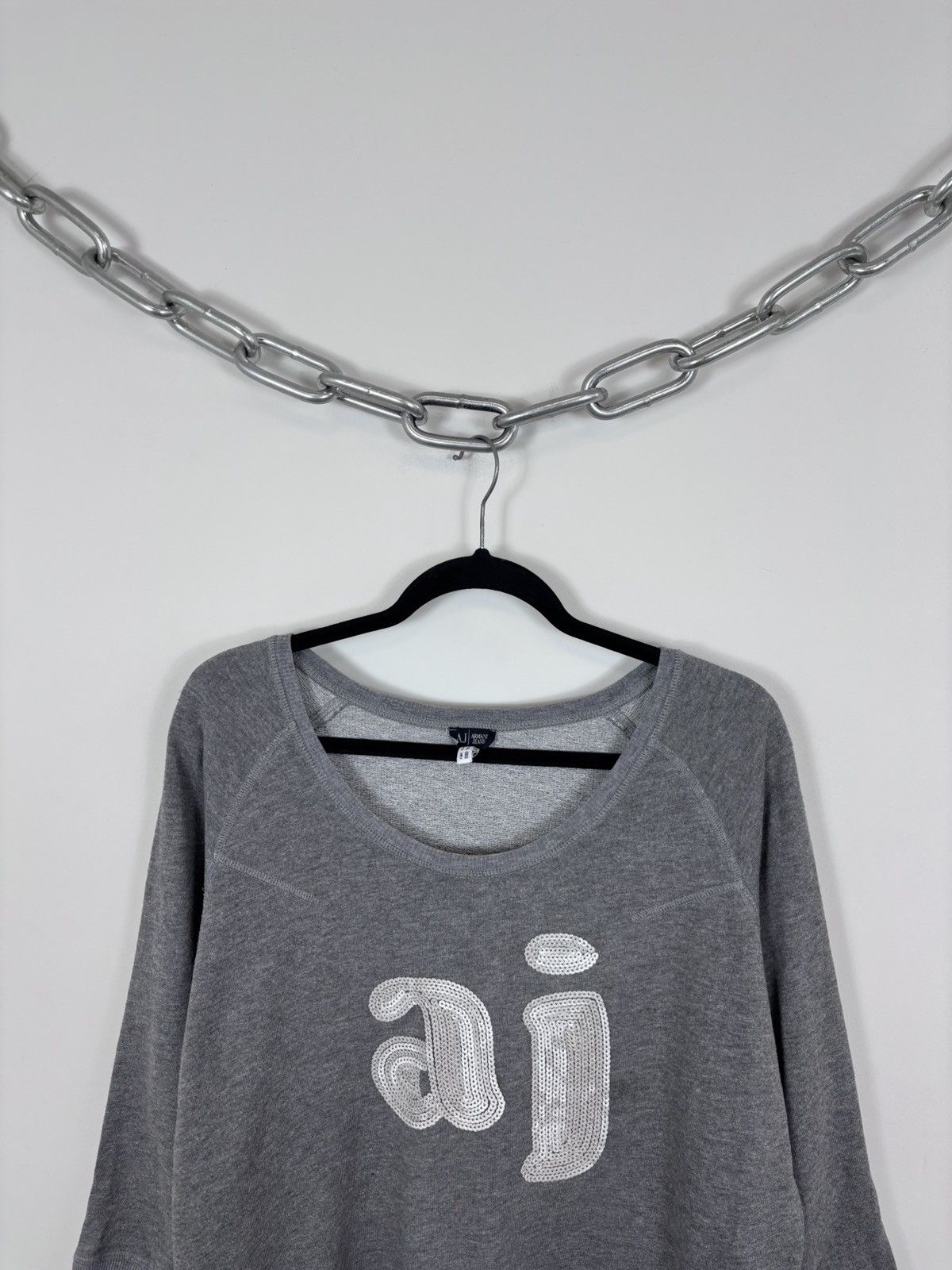 Armani Armani Jeans Women’s Big Logo Grey 3/4 Sleeve Sweatshirt Top Size XXL / US 16-18 / IT 52-54 - 2 Thumbnail