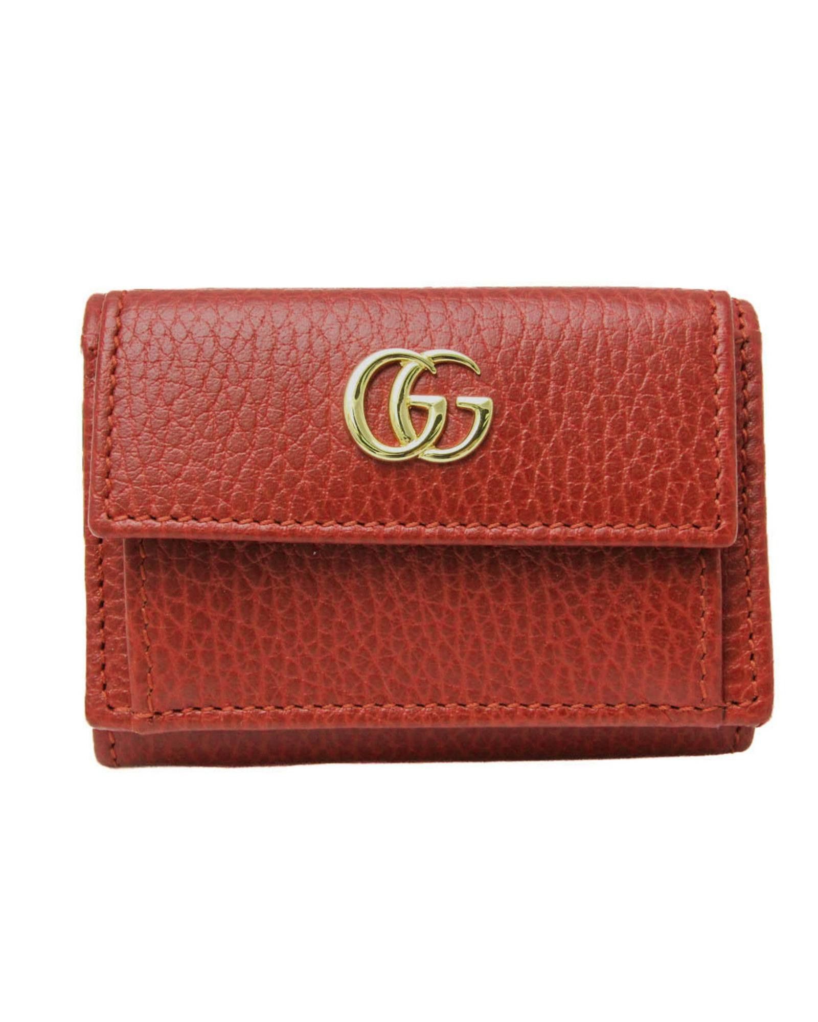 image of Gucci Sophisticated Italian Leather Triple Wallet in Red, Women's