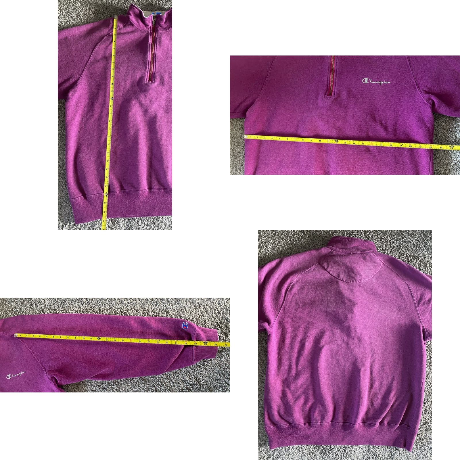 Champion VINTAGE Champion Sweatshirt 1/4 Zip Womens XL Purple Long Sleeve USA 90s Classic Logo Sports Size XL / US 12-14 / IT 48-50 - 9 Thumbnail