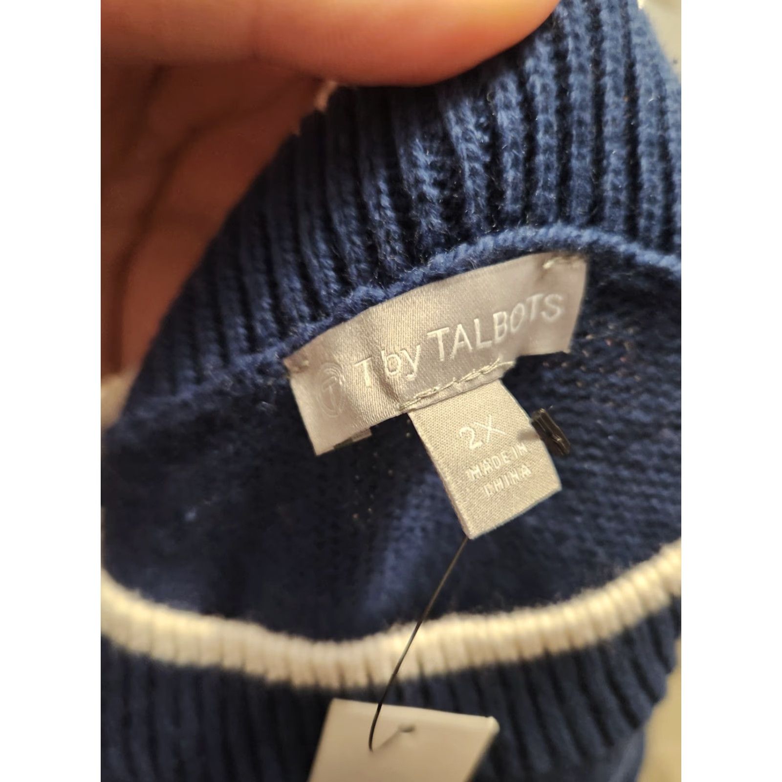 Talbots NWT Talbots Sweater 2XL Blue Striped Wool Cotton Acrylic Nylon Knit Crew Neck Pullover Women Shirt/Top Size XXL / US 16-18 / IT 52-54 - 2 Thumbnail