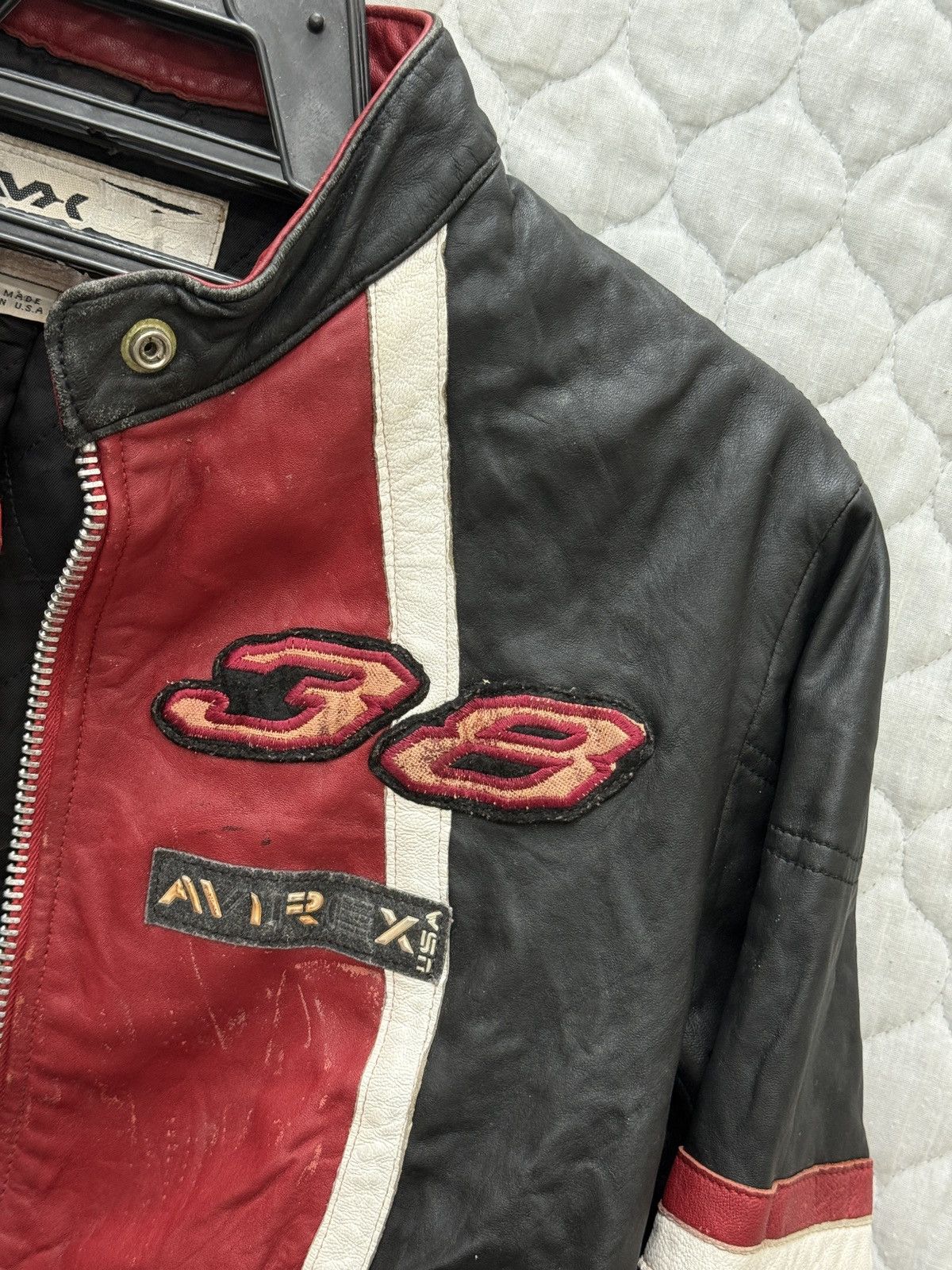 Avirex 🔥🔥🔥STEALS AVIREX VARSITY RACING LEATHER JACKET Size M / US 6-8 / IT 42-44 - 10 Thumbnail