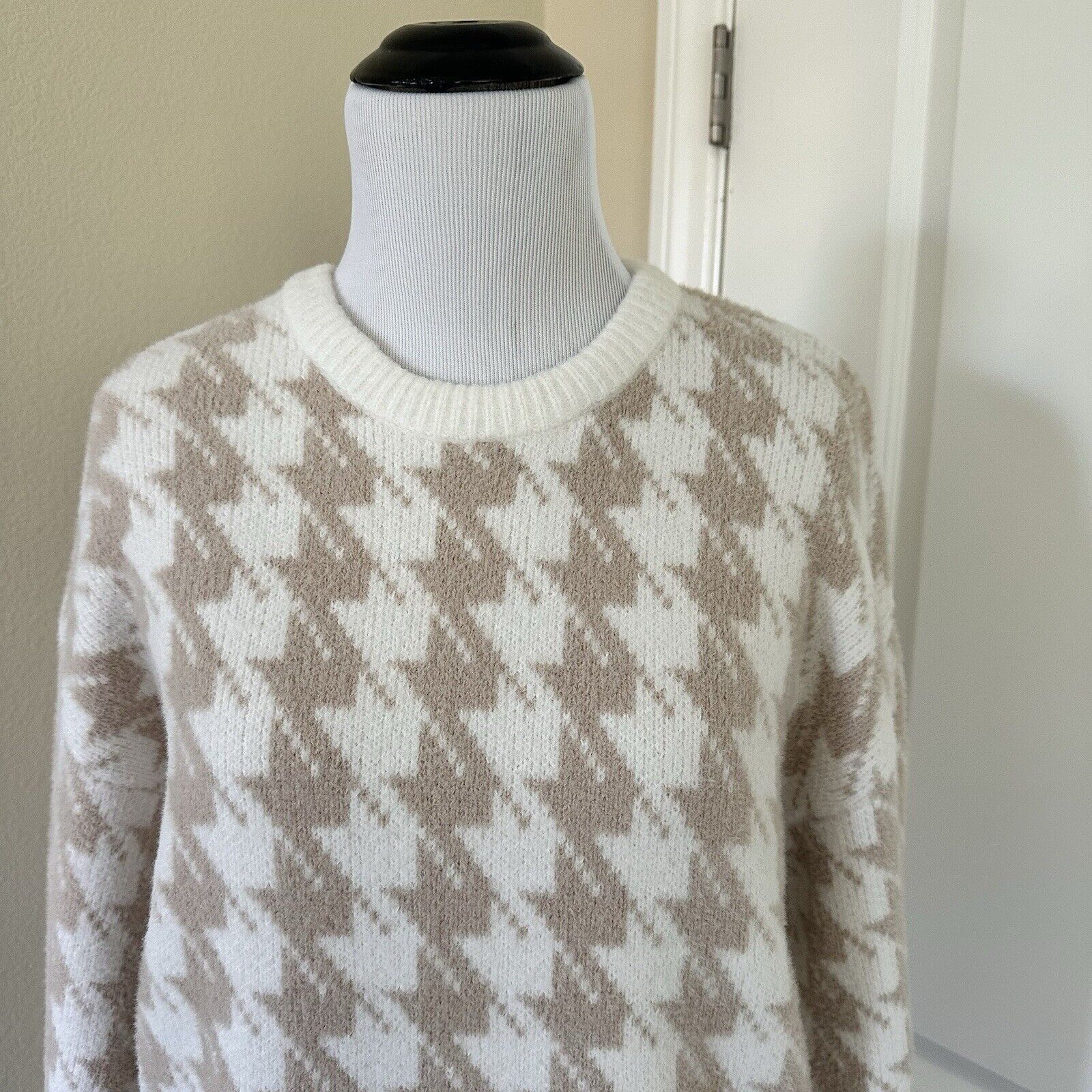 Z Supply Z Supply Houndstooth Women Crew Sweater Sandstone XS NWT Size XS / US 0-2 / IT 36-38 - 2 Thumbnail