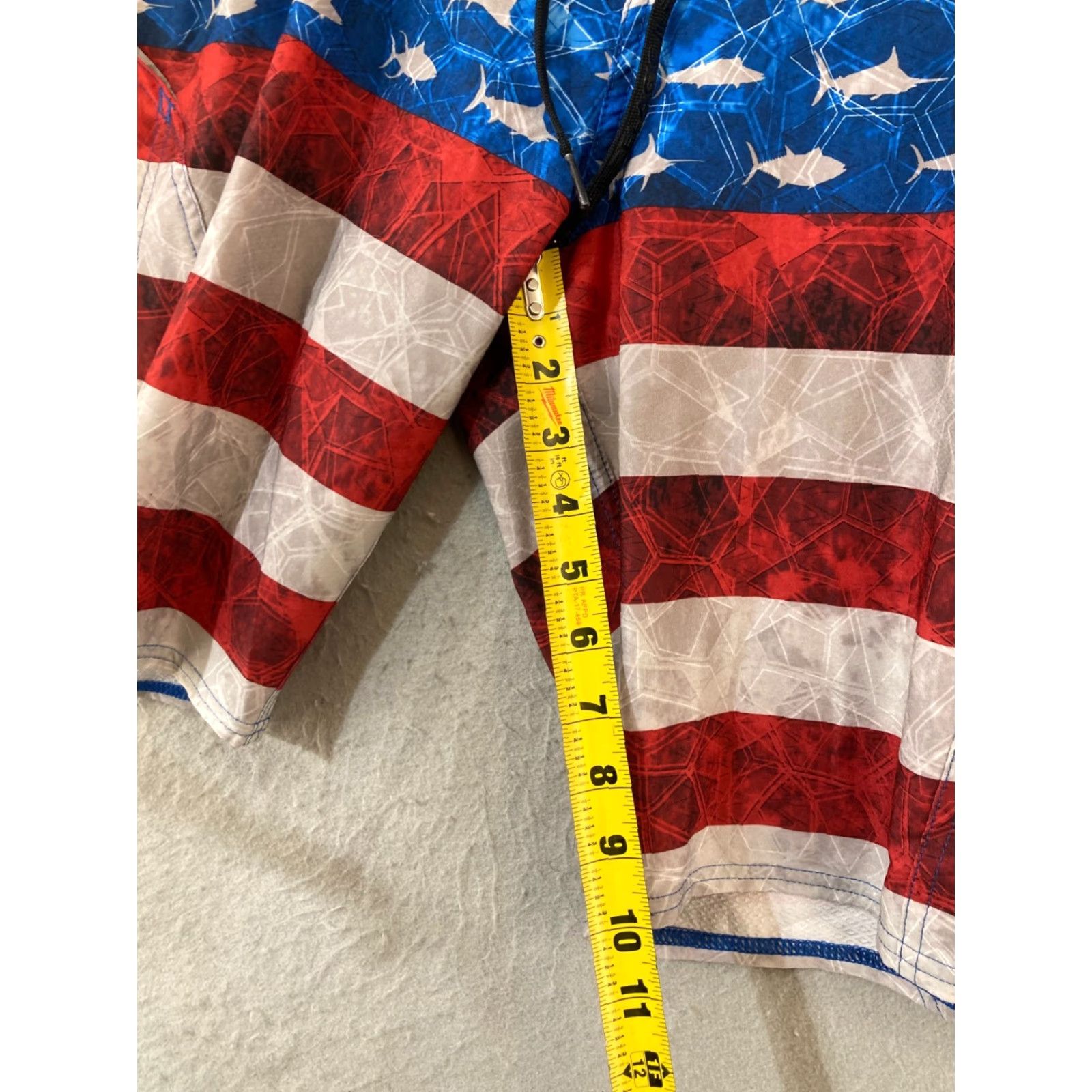 Swims PELAGIC Boardshorts Mens 36 Bottom Swim Lifeguard Recreational Surfing Geometric Multicolor Polyester Blend Blended Fabric Flag Sharkskin American 36 Size US 36 / EU 52 - 4 Thumbnail