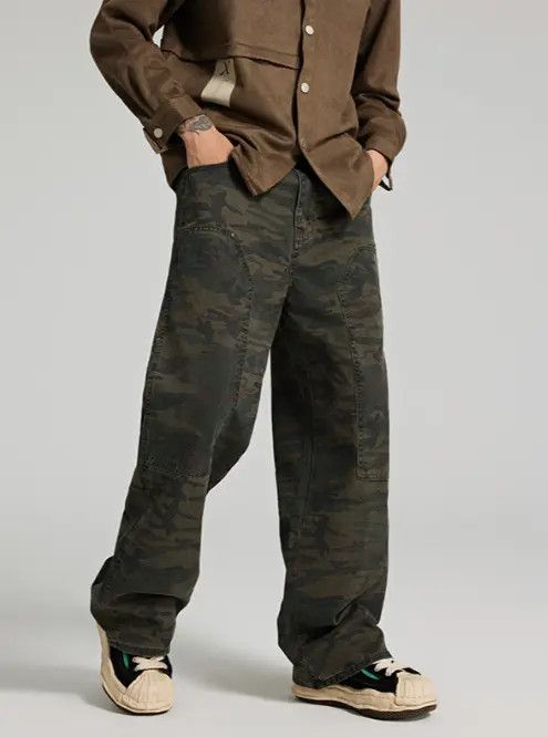 VIBE American camouflage casual straight casual cargo jeans y2k Size US 32 / EU 48 - 2 Thumbnail