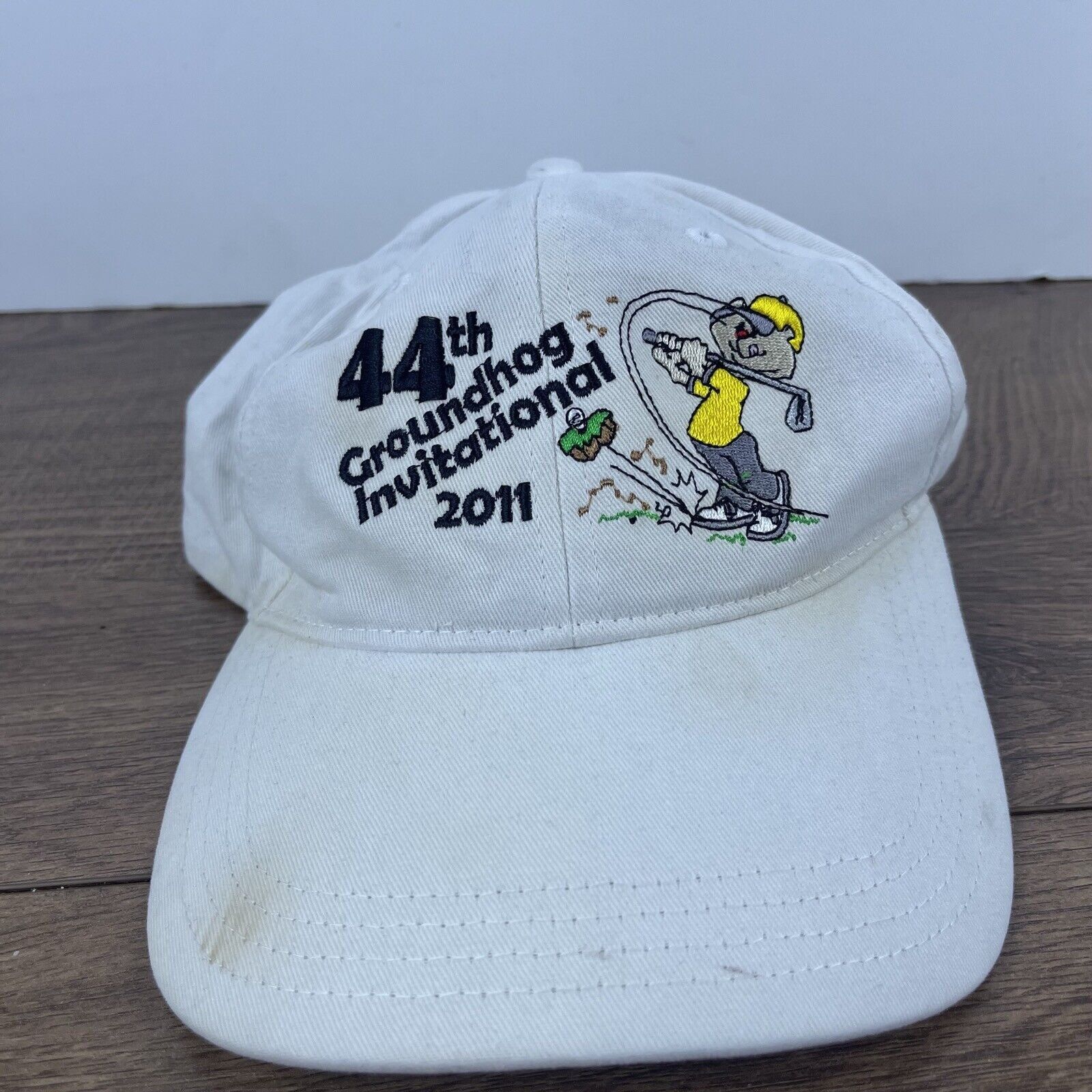 Other 44th Groundhog Invitational Adjustable Hat 2011 White Hat Ad Size ONE SIZE - 4 Thumbnail