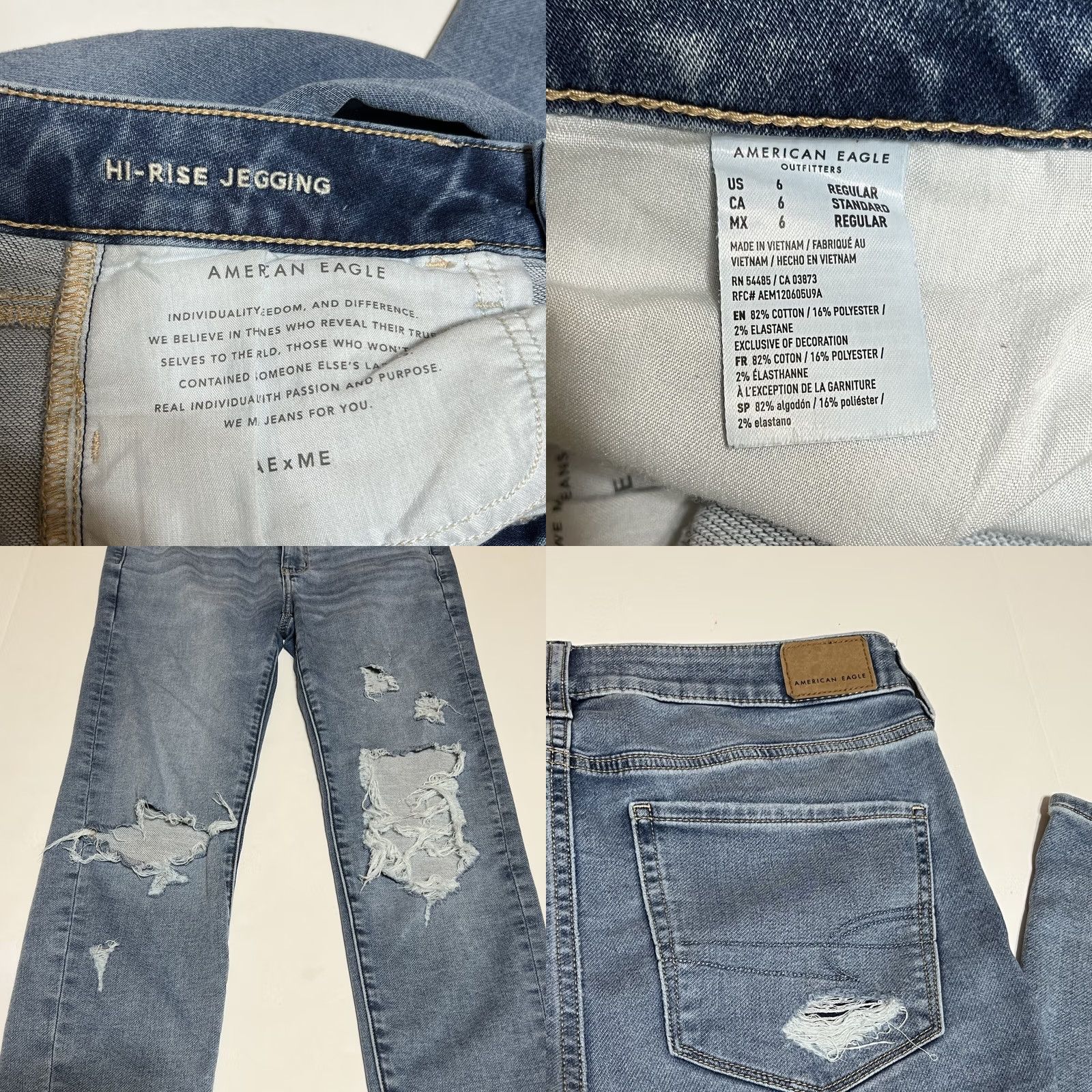 American Eagle Outfitters VINTAGE? No. American Eagle Outfitters Next Level Stretch High Rise Jegging Jeans Distressed 6 Reg 32x28 Women Jeans Size 28" / US 6 / IT 42 - 8 Thumbnail