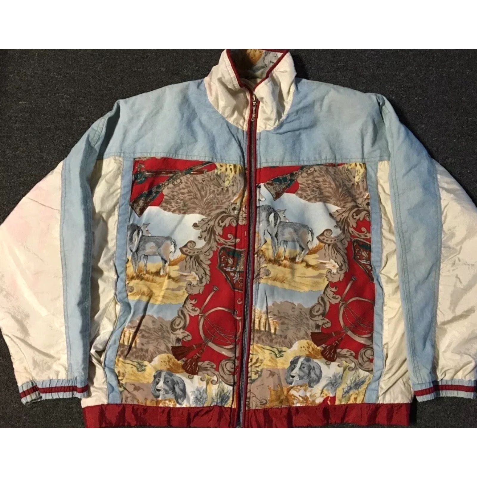 Vintage Vtg 80s Abstract Art All Over Print Boxy Jacket M Women Blue Bomber Jacket 80s 90s Vaporwave Picasso Grunge Hip Hop Punk Retro Streetwear Size M / US 6-8 / IT 42-44 - 2 Thumbnail