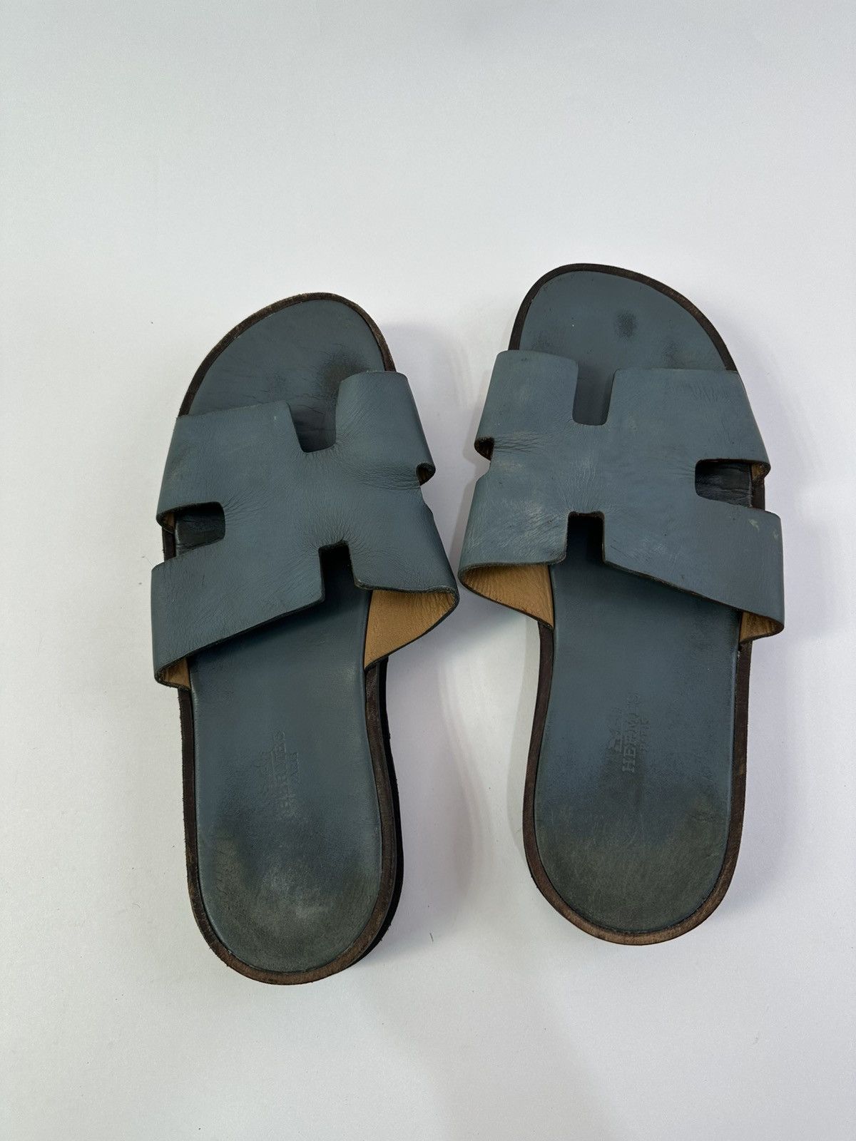 Hermes × Vintage Vintage Hermes Blue Leather Izmir Sandals Size 40-41 Size US 7.5 / EU 40-41 - 3 Thumbnail