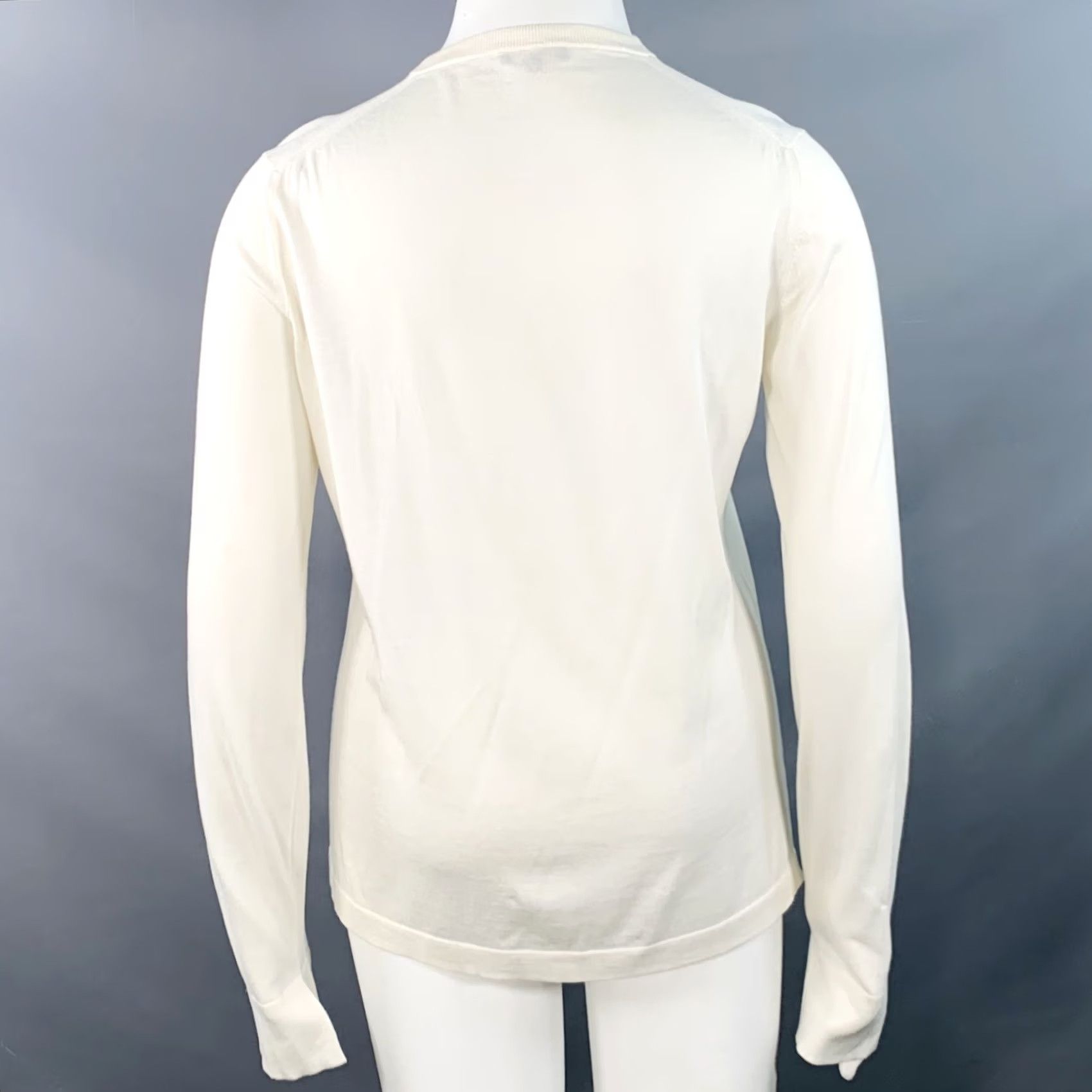 Loro Piana LORO PIANA Cream Silk Cotton Jersey Crew-Neck Pullover Size 12 Women, Italy, Pullover - Womens, 12, Cream, Silk / Cotton Size XL / US 12-14 / IT 48-50 - 3 Thumbnail