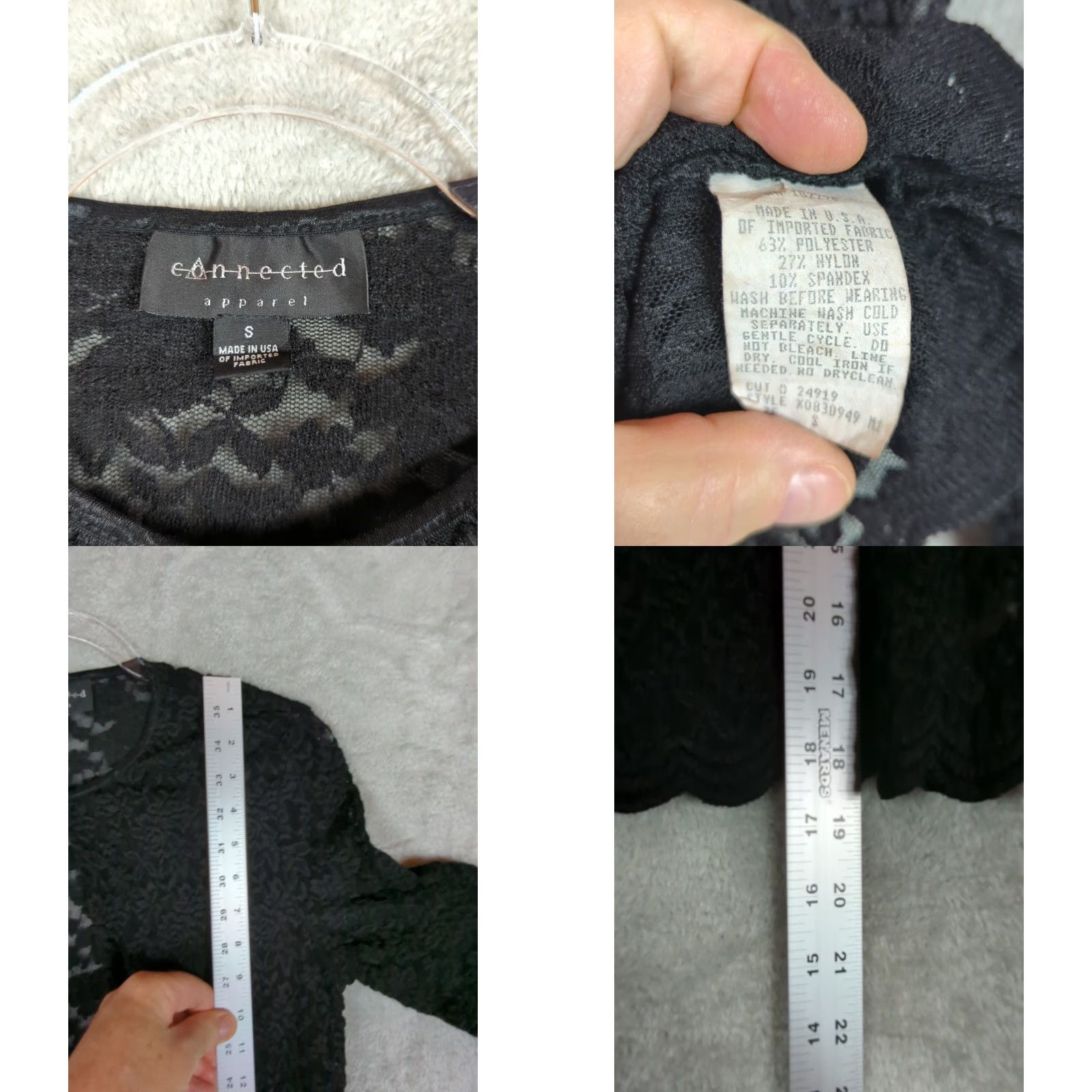 Vintage VINTAGE Connected Apparel Black Lace Cardigan Top Cropped Sheer Round Neck Long Sleeve Button Scallop Edge Gothic Witchy 90s Y2K Womens Size S Size S / US 4 / IT 40 - 8 Thumbnail