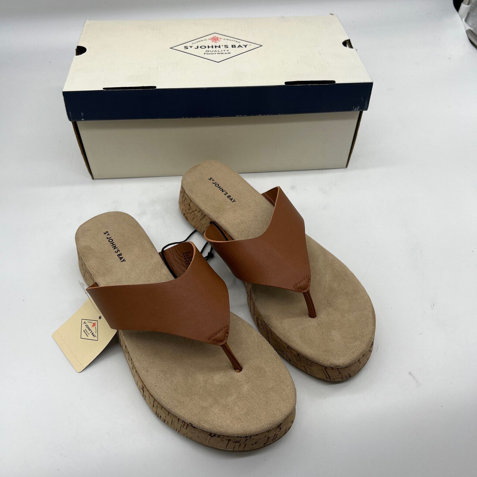 Other St. John's Bay Womens Salden Flip-Flops Brown Cognac Size 9M Size US 9 / IT 39 - 3 Thumbnail