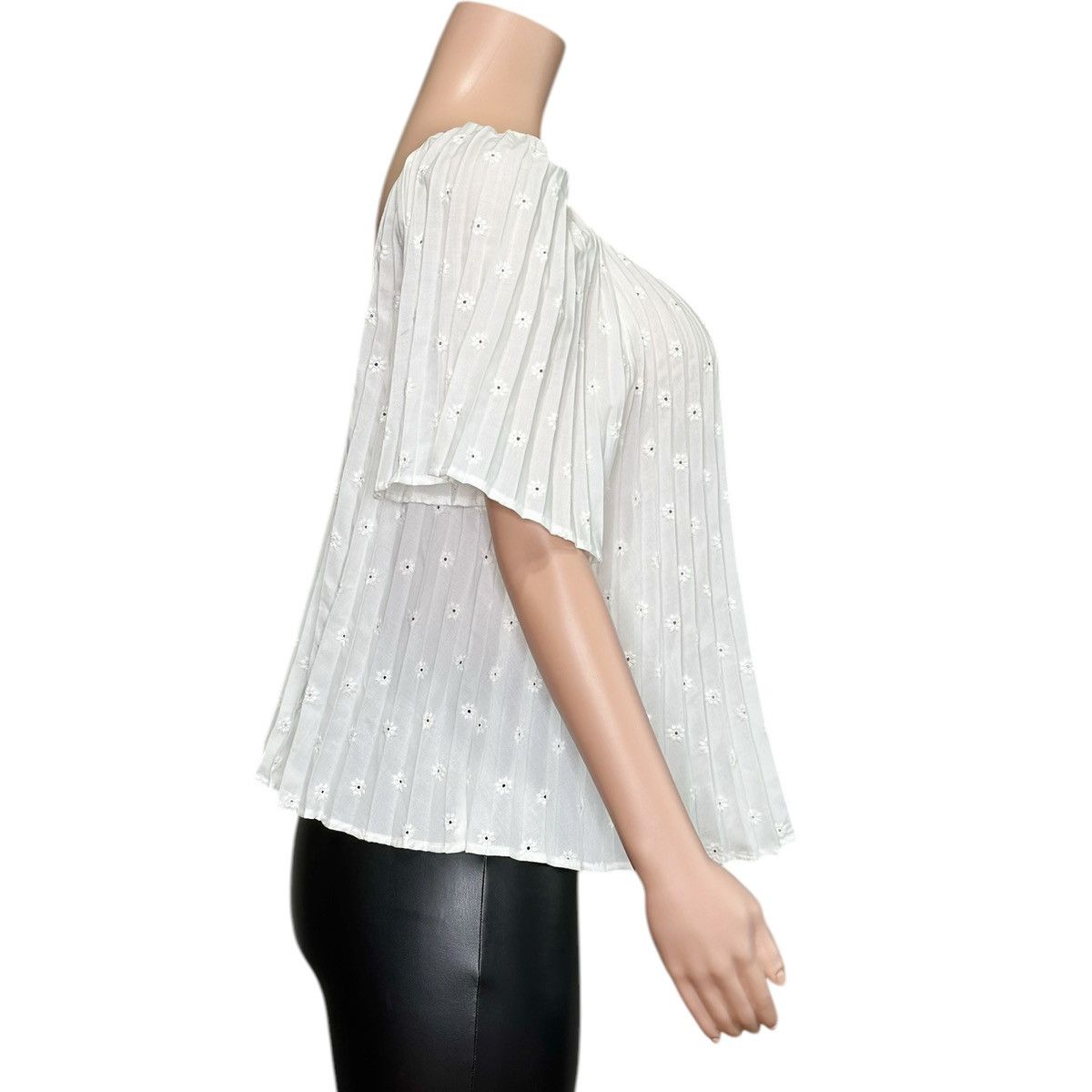Sezane SÉZANE Romy Embroidered Pleated Blouse, Ecru, FR36/US4 Size S / US 4 / IT 40 - 5 Thumbnail