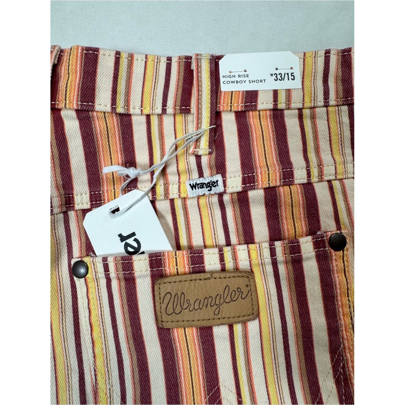 Wrangler NWt New Wrangler Retro High Rise Striped Cowboy Shorts In N Size 33" - 8 Thumbnail