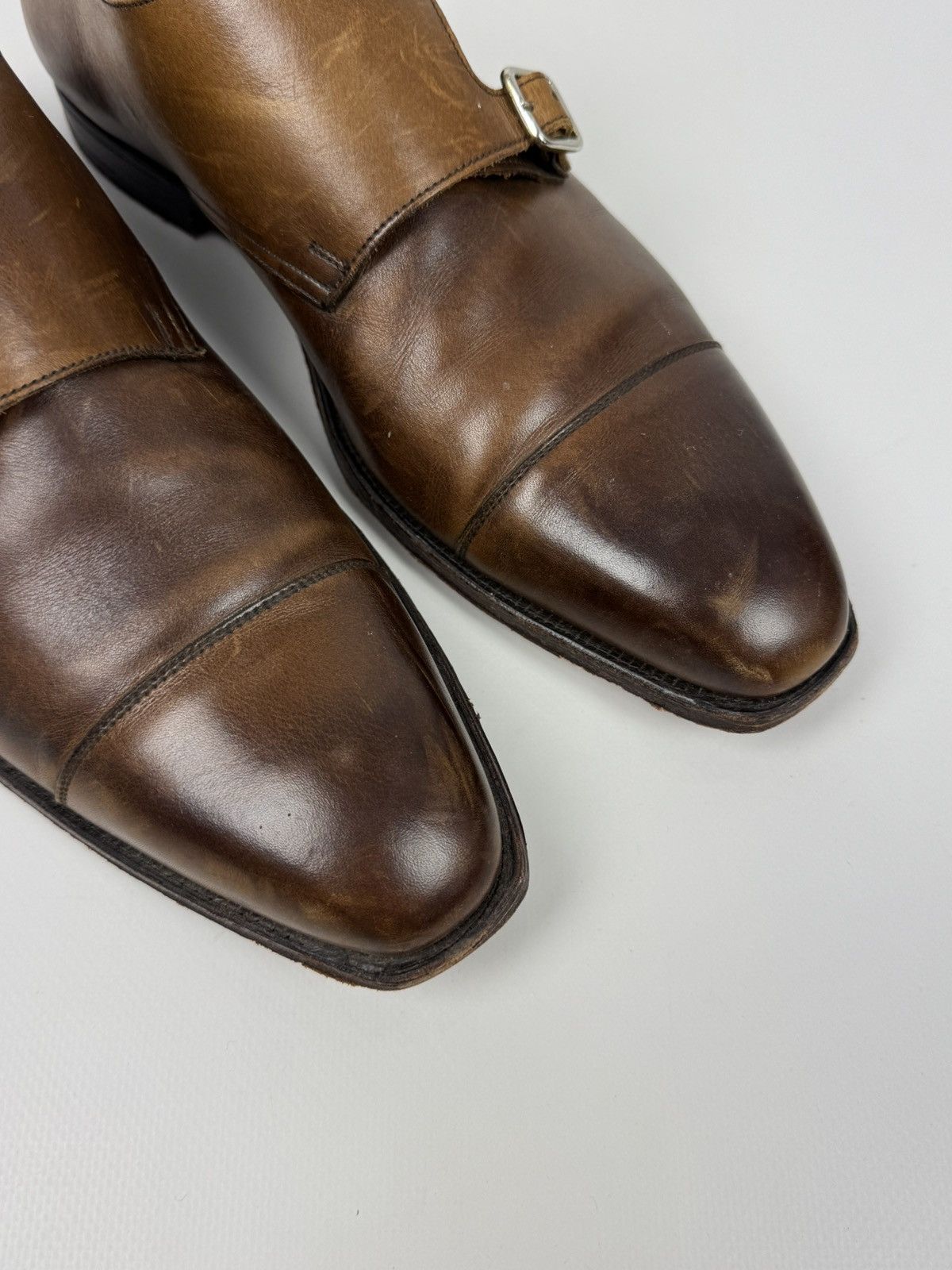 Crockett&Jones Lowndes Monk Leather Brown Shoes US8