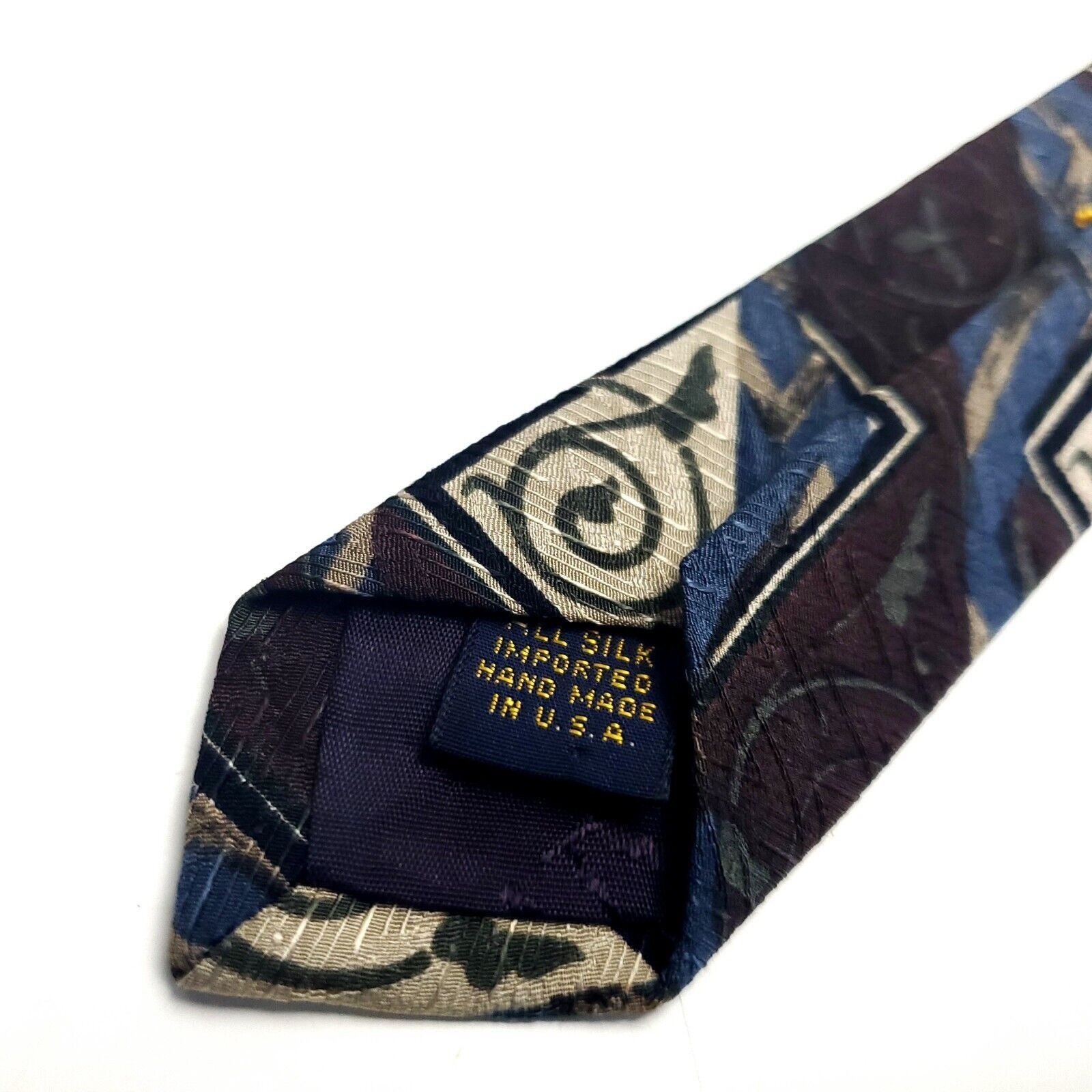 XMI Platinum XMI Silk Tie Abstract Print Brown Blue Size ONE SIZE - 6 Thumbnail
