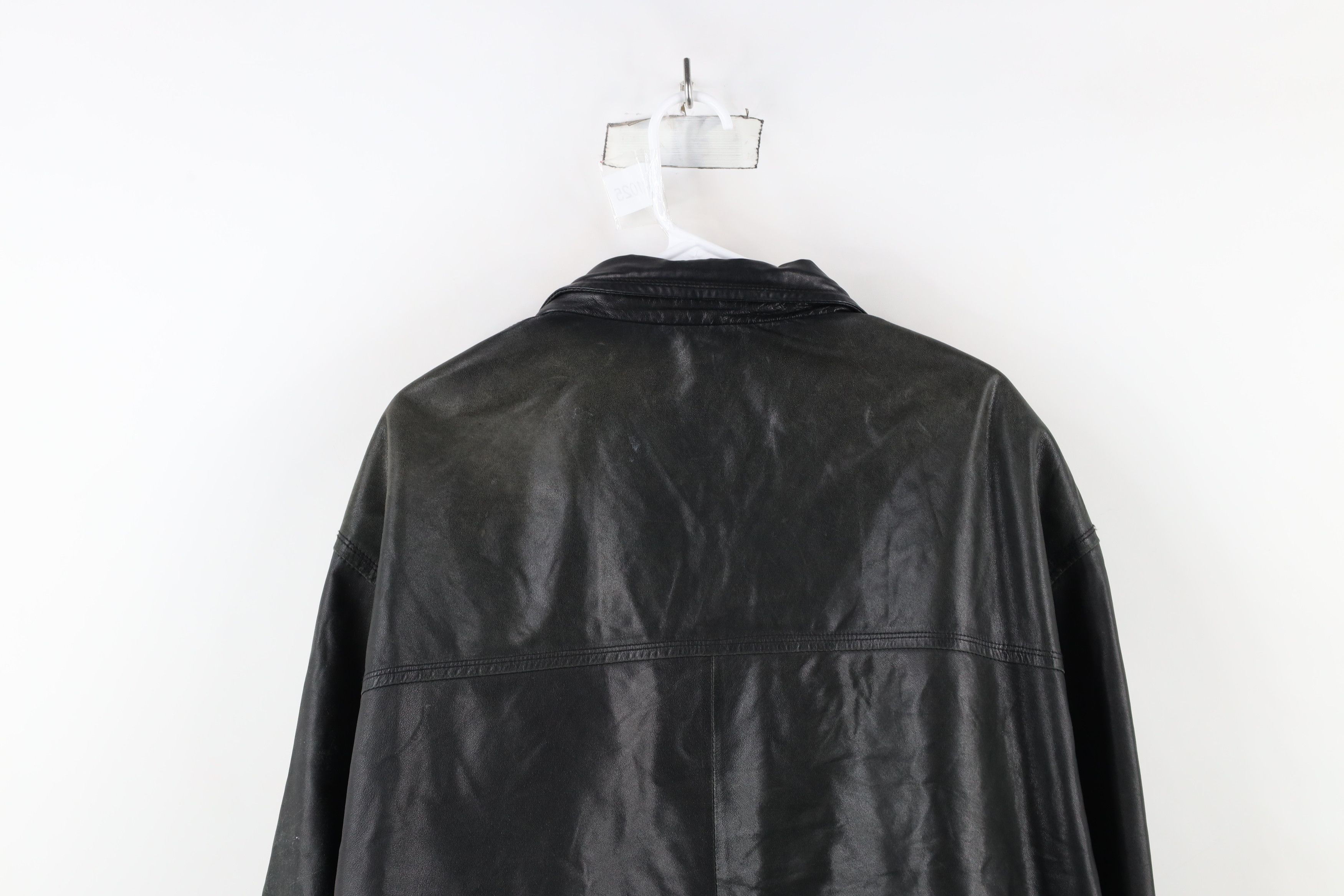 Vintage Vintage 90s Streetwear Leather Full Zip Bomber Jacket Black Size US XXL / EU 58 / 5 - 15 Thumbnail