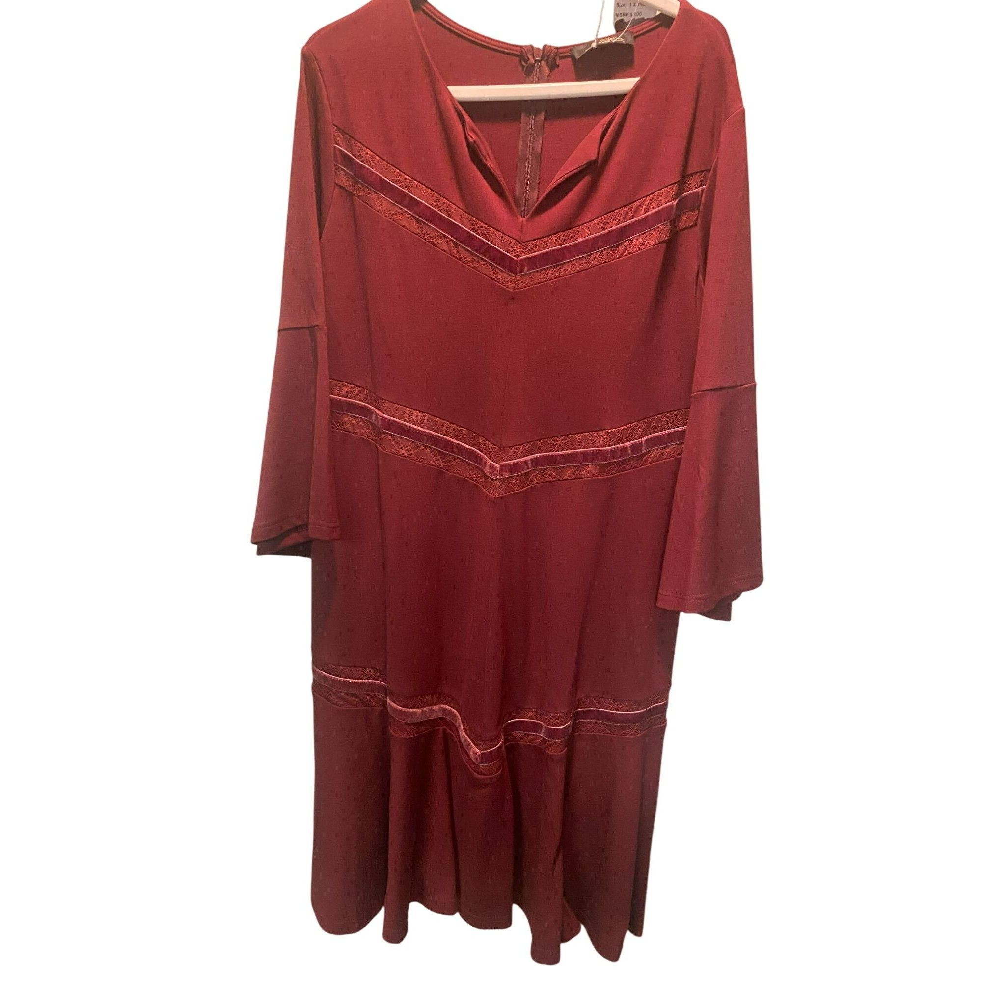 Other Suzanne Betro Womens Plus Size 1X Dress Burgundy Red Lace an Size XL / US 12-14 / IT 48-50 - 1 Thumbnail