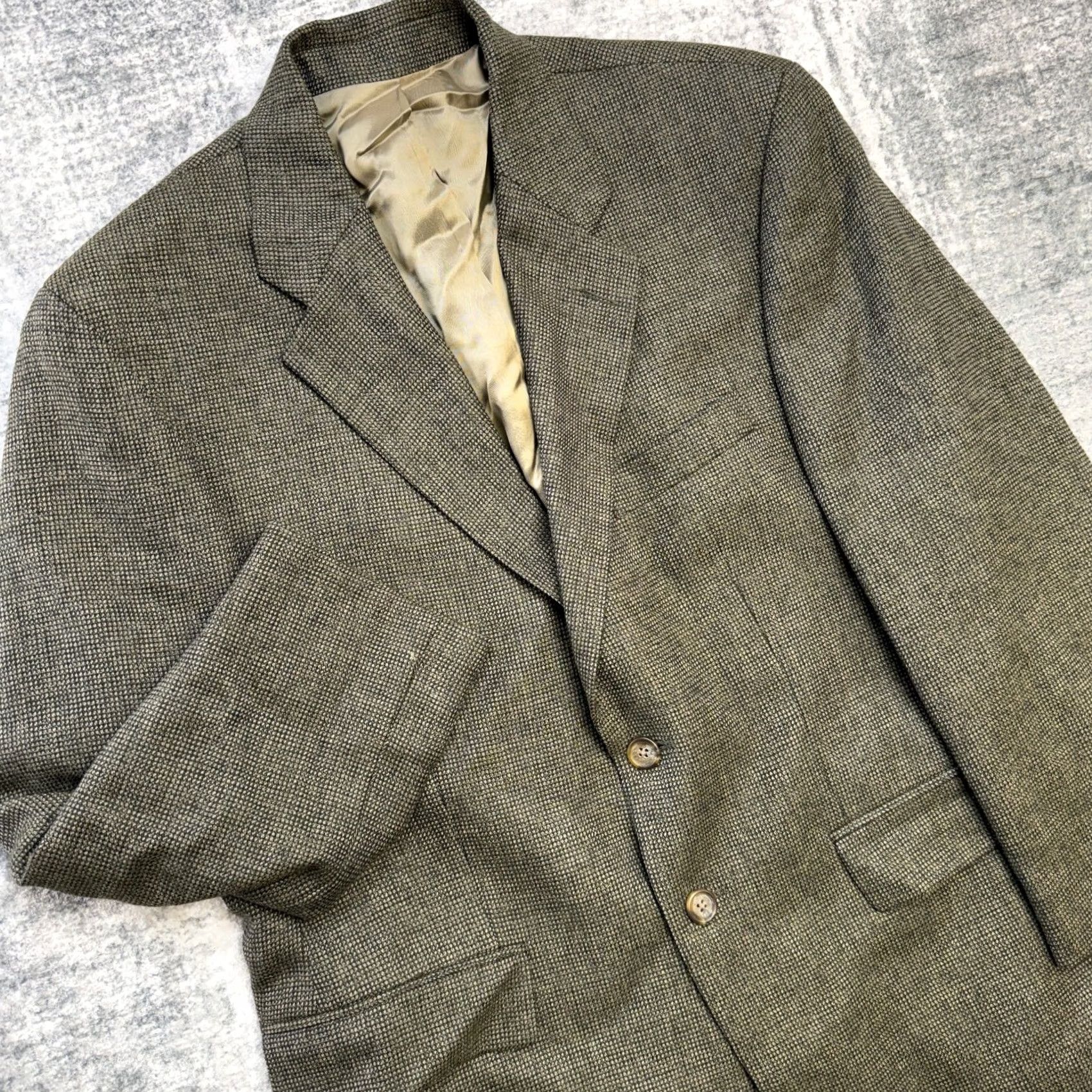 Chaps VTG Chaps Ralph Lauren Blazer Jacket Mens 40S Green Wool Notch Lapel Two-Button Single-Breasted Vintage Academia Old Money Coat Size 40R - 2 Thumbnail