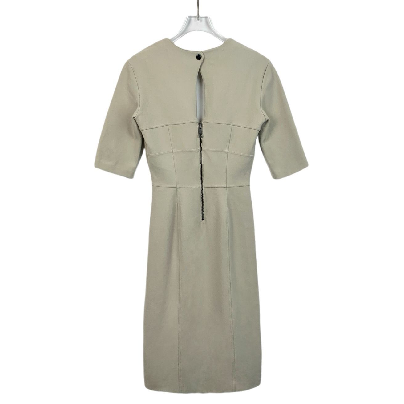 Burberry [Burberry] Apricot V-Neck Zip Short Sleeve Dress 38 Size XS / US 0-2 / IT 36-38 - 7 Thumbnail