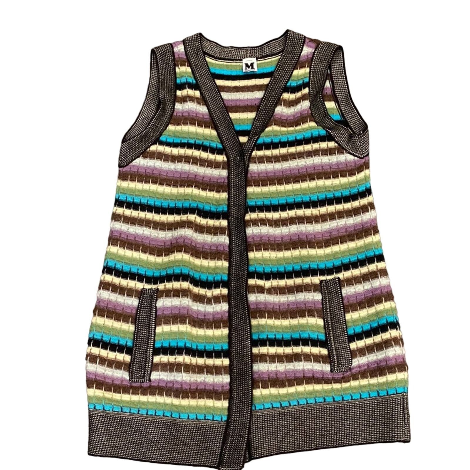 Missoni MISSONI Multi-color Striped Wool Mohair Knit Sleeveless Vest Size L / US 10 / IT 46 - 1 Thumbnail