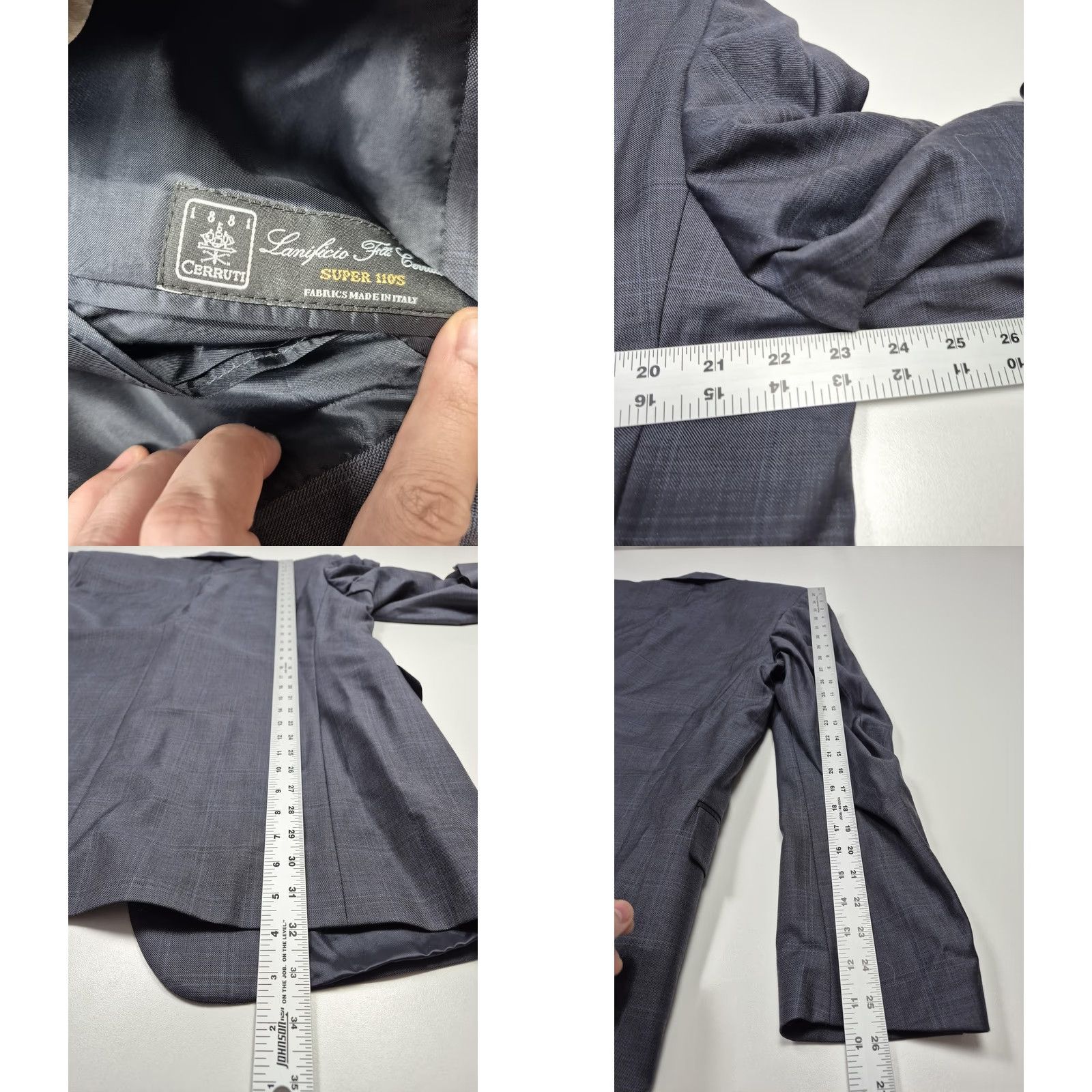 Vintage Zanieri Mens Suit 44 Long Gray Wool 110s Italy NWT 2 Piece Casual Formal Business Wedding Mens Size 44R - 8 Thumbnail