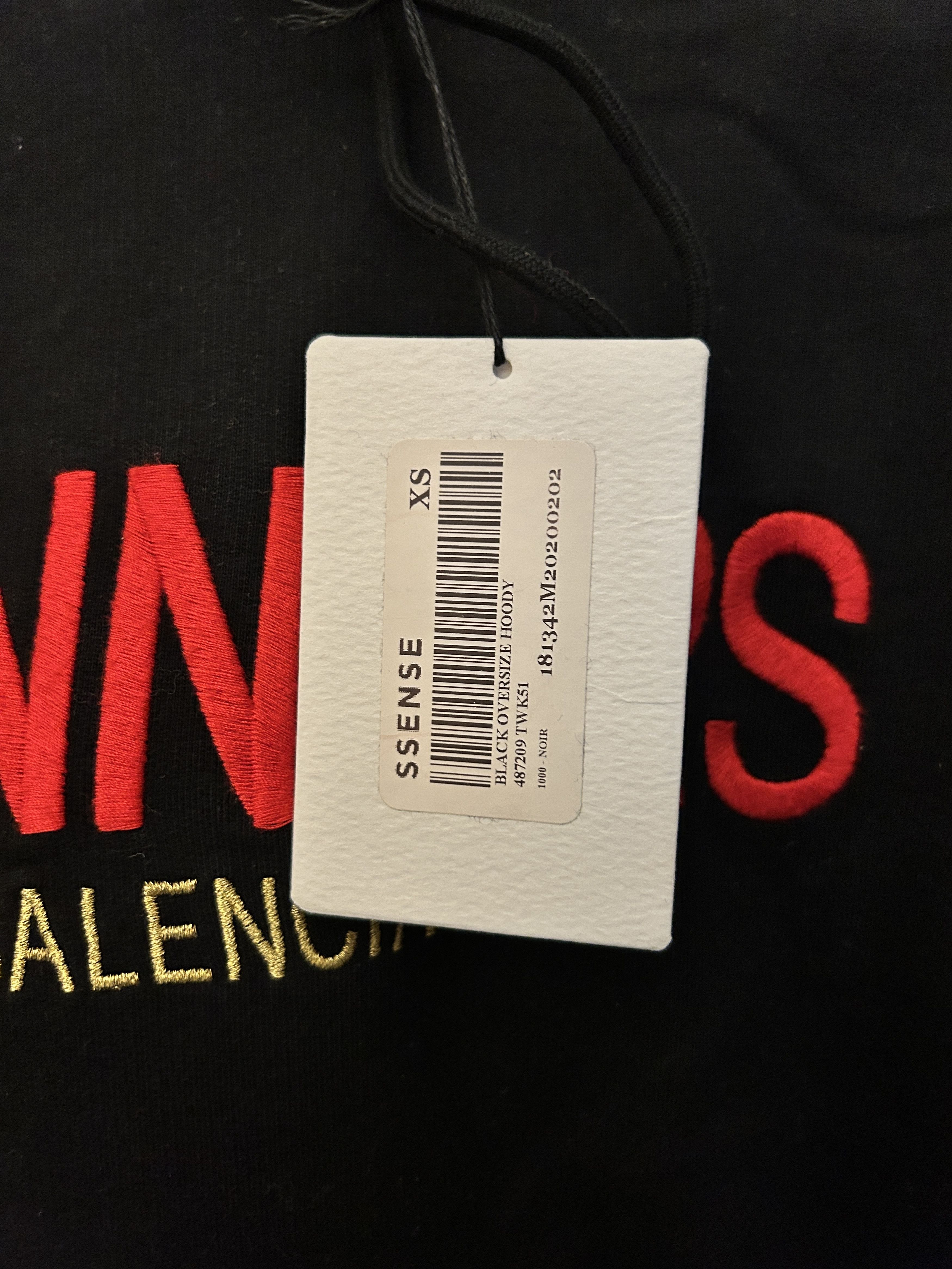 Balenciaga Sinners embroidered hooded cotton sweatshirt Black Oversized Size US XS / EU 42 / 0 - 3 Thumbnail