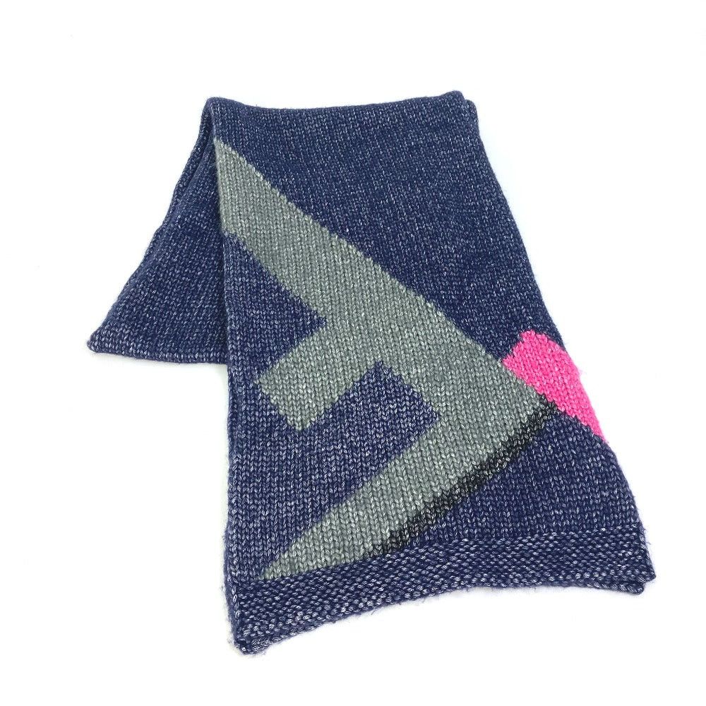 Fendi Fendi F Logo Knit Scarf Wool Women Navy Type Size ONE SIZE - 1 Thumbnail