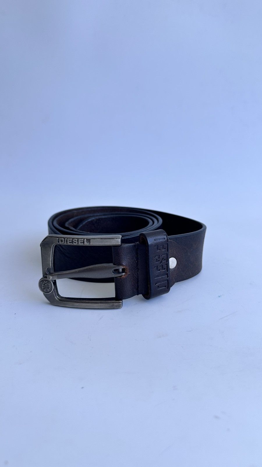 Diesel Vtg DIESEL Leather Belt Brown Distressed Grunge Y2K Gorpcore Size ONE SIZE - 2 Thumbnail