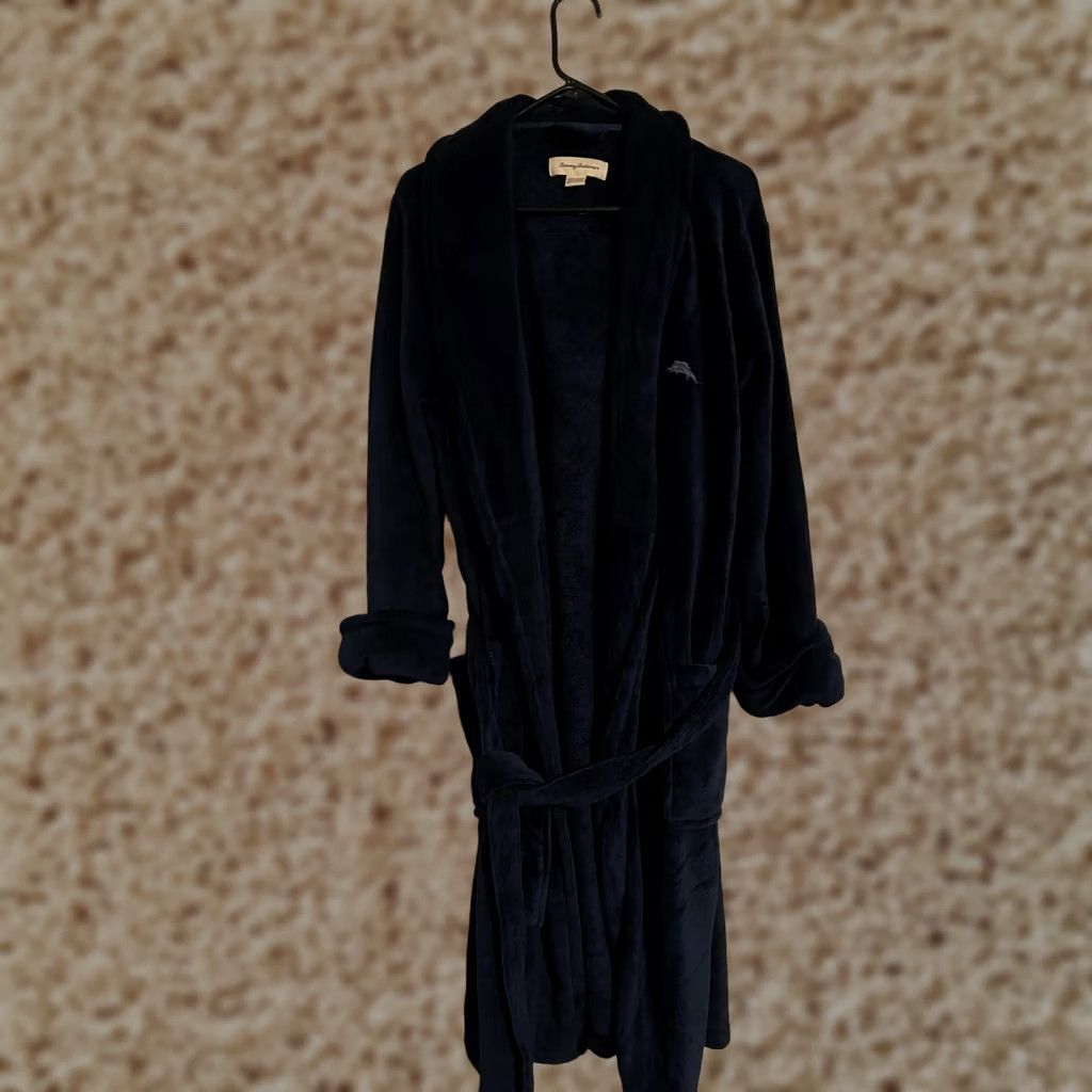 Tommy Bahama Tommy Bahama Navy Blue Fleece Bathrobe Mens Small/Medium S/M Soft Plush Robe Size US S / EU 44-46 / 1 - 1 Thumbnail