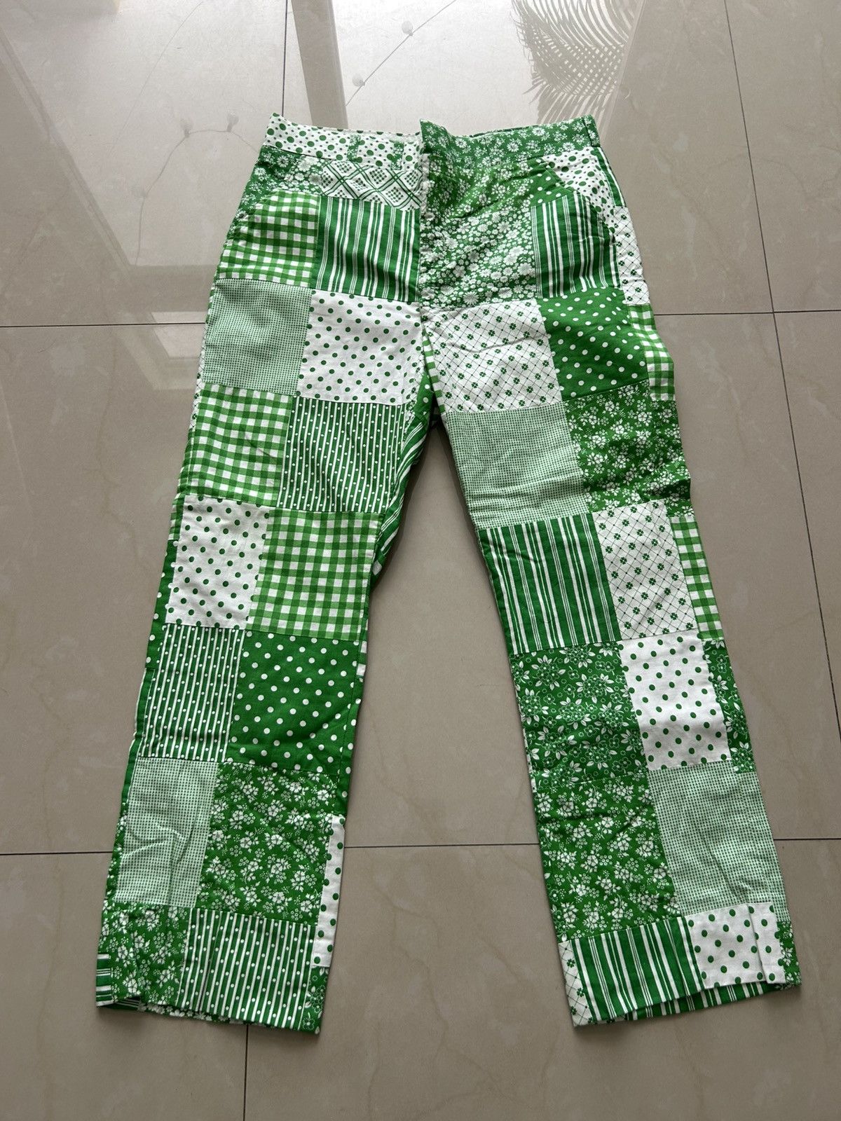 Vintage Vintage green patch work pants Size US 33 - 1 Thumbnail