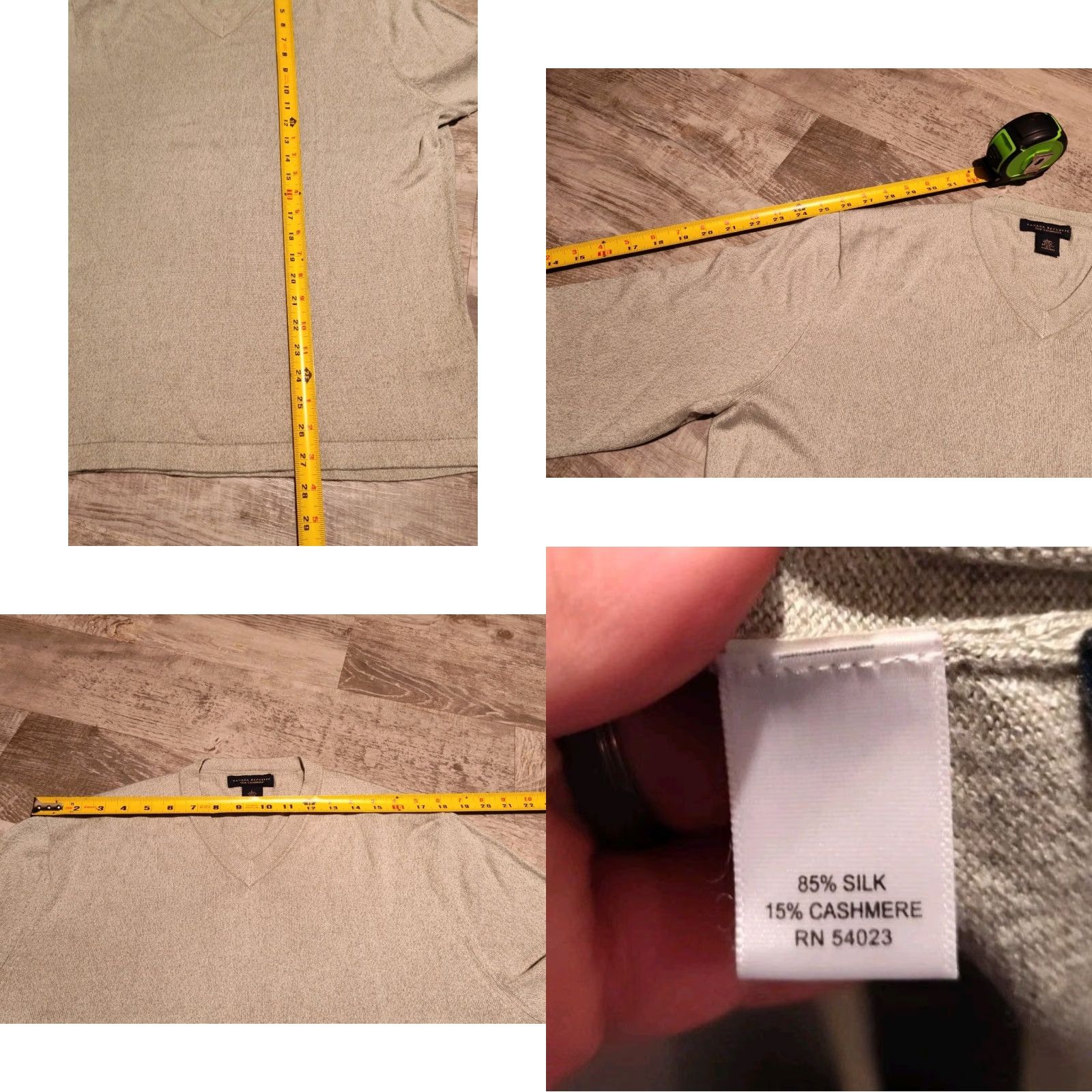 Banana Republic Banana Republic Cashmere Silk Sweater Large V-Neck Light Green Solid Men’s Classic Designer Preppy Size US L / EU 52-54 / 3 - 8 Thumbnail