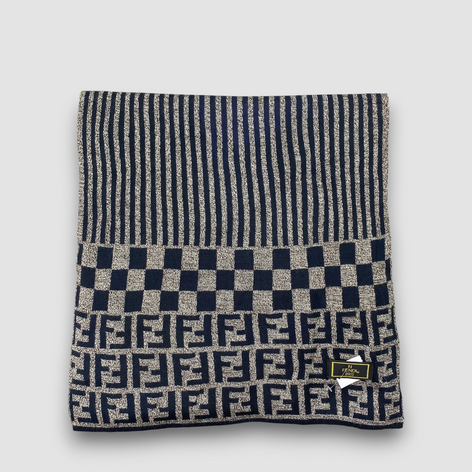 Japanese Brand Vintage Fendi Scarf Muffler Fendi FF Monogram Wool Scarves Size ONE SIZE - 3 Thumbnail