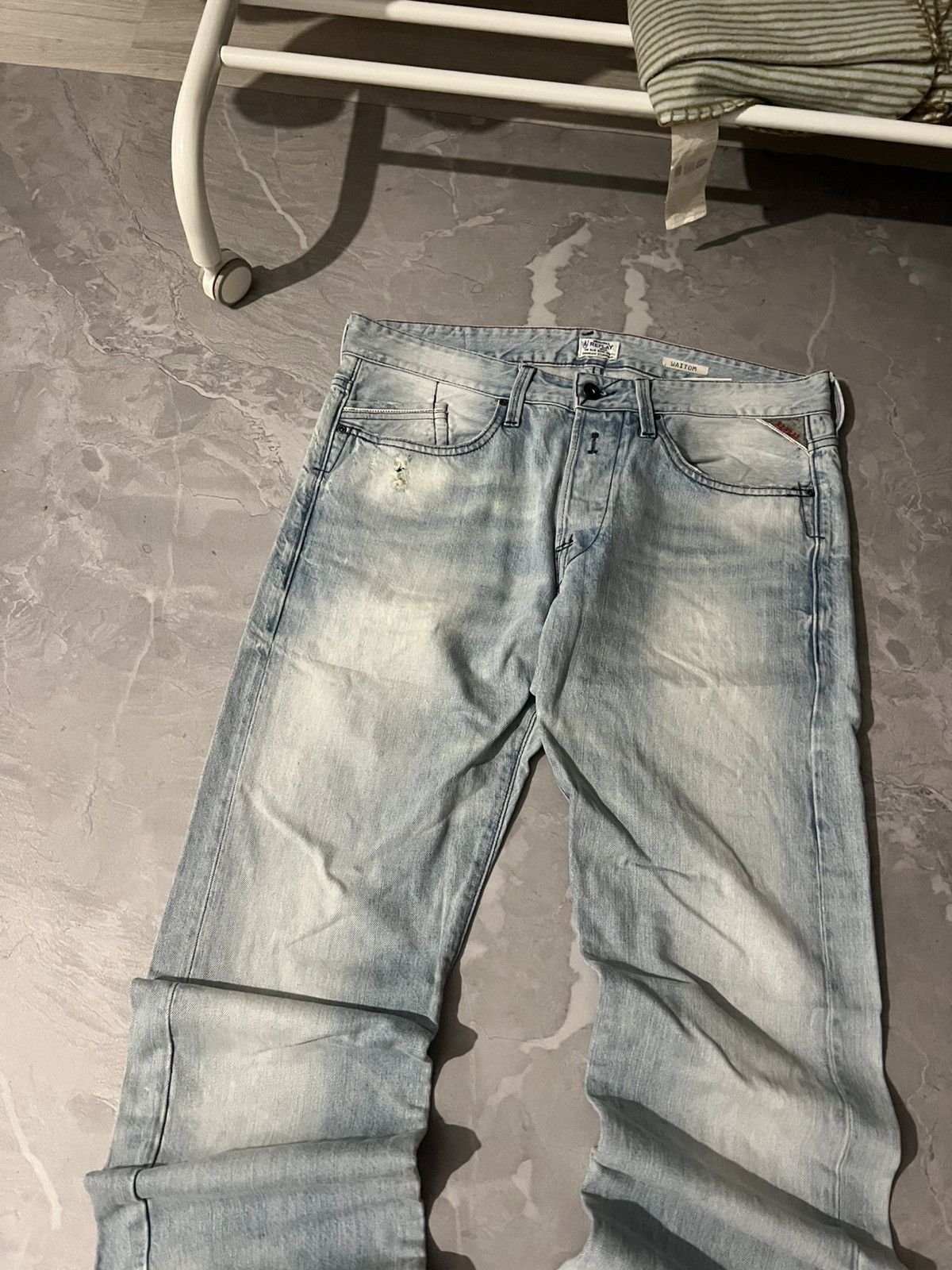 Japanese Brand Underground Light Blue Faded Jean / Slim Sexy Fit Retro Size US 34 / EU 50 - 2 Thumbnail