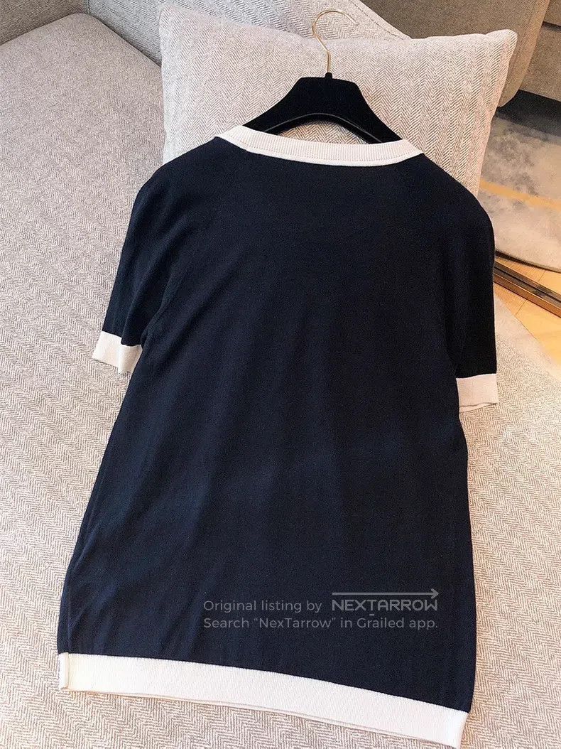 Hermes Hermes Knitted T-shirt, black and white knitted short slee Size XS / US 0-2 / IT 36-38 - 2 Thumbnail