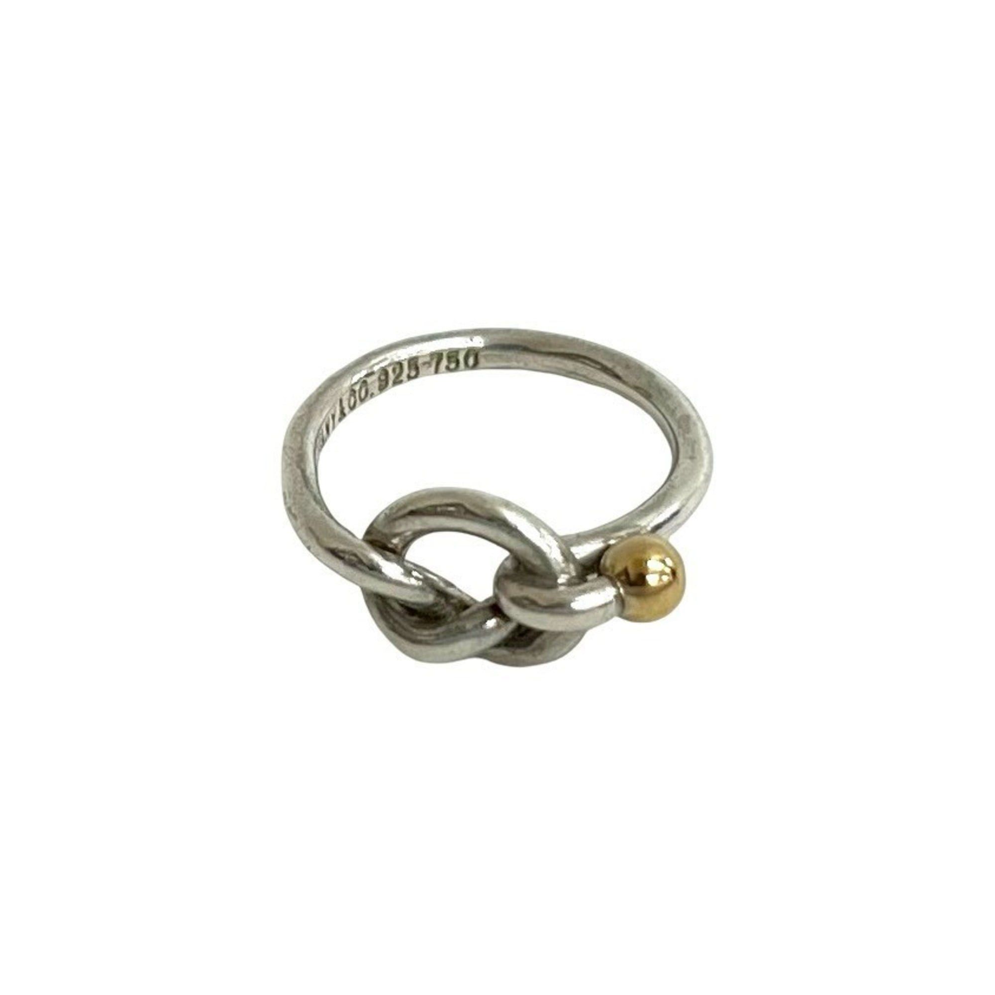 Tiffany & Co. TIFFANY&Co. Tiffany Hook & Eye Love Knot Sterling Silver 925 18K Gold Ring, Size 10, Women's, Item No. 27228 Size ONE SIZE - 1 Thumbnail