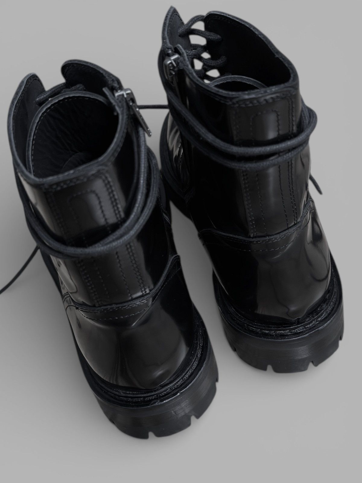 Ann Demeulemeester FW2014 Ann Demeulemeester Patent Leather Combat Biker Boots Size US 9 / EU 42 - 10 Thumbnail