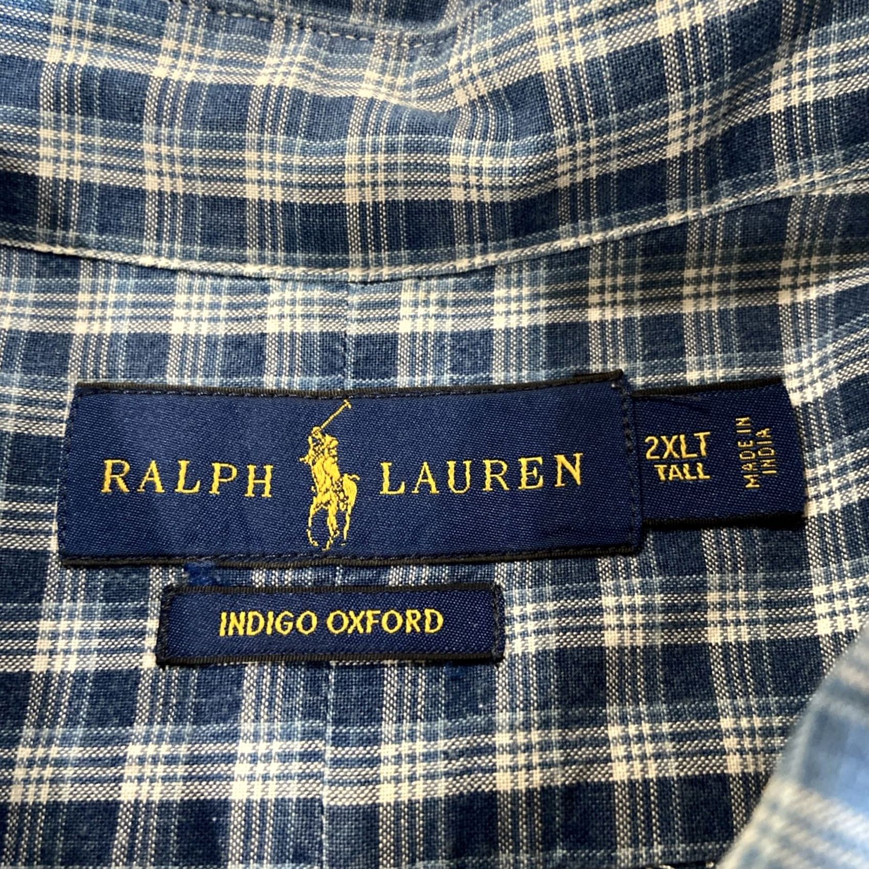 Ralph Lauren Ralph Lauren Indigo Oxford Blue Plaid Short Sleeve Button-Down Shirt 2XLT Mens Size US XXL / EU 58 / 5 - 3 Thumbnail
