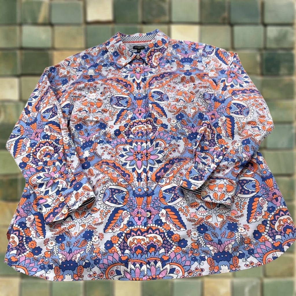 Talbots Talbots Plus 1X Paisley Women's Button Long Sleeve Shirt All Over Print Shirt Plus Women’s Casual Button-Up 100% Cotton Multicolor Paisley Size XL / US 12-14 / IT 48-50 - 1 Thumbnail