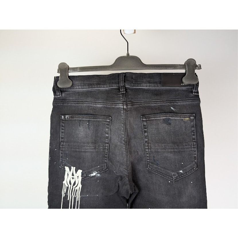 Amiri o1rshd1 MA Drip Skinny Denim Jeans in Aged Black Size US 34 / EU 50 - 13 Thumbnail