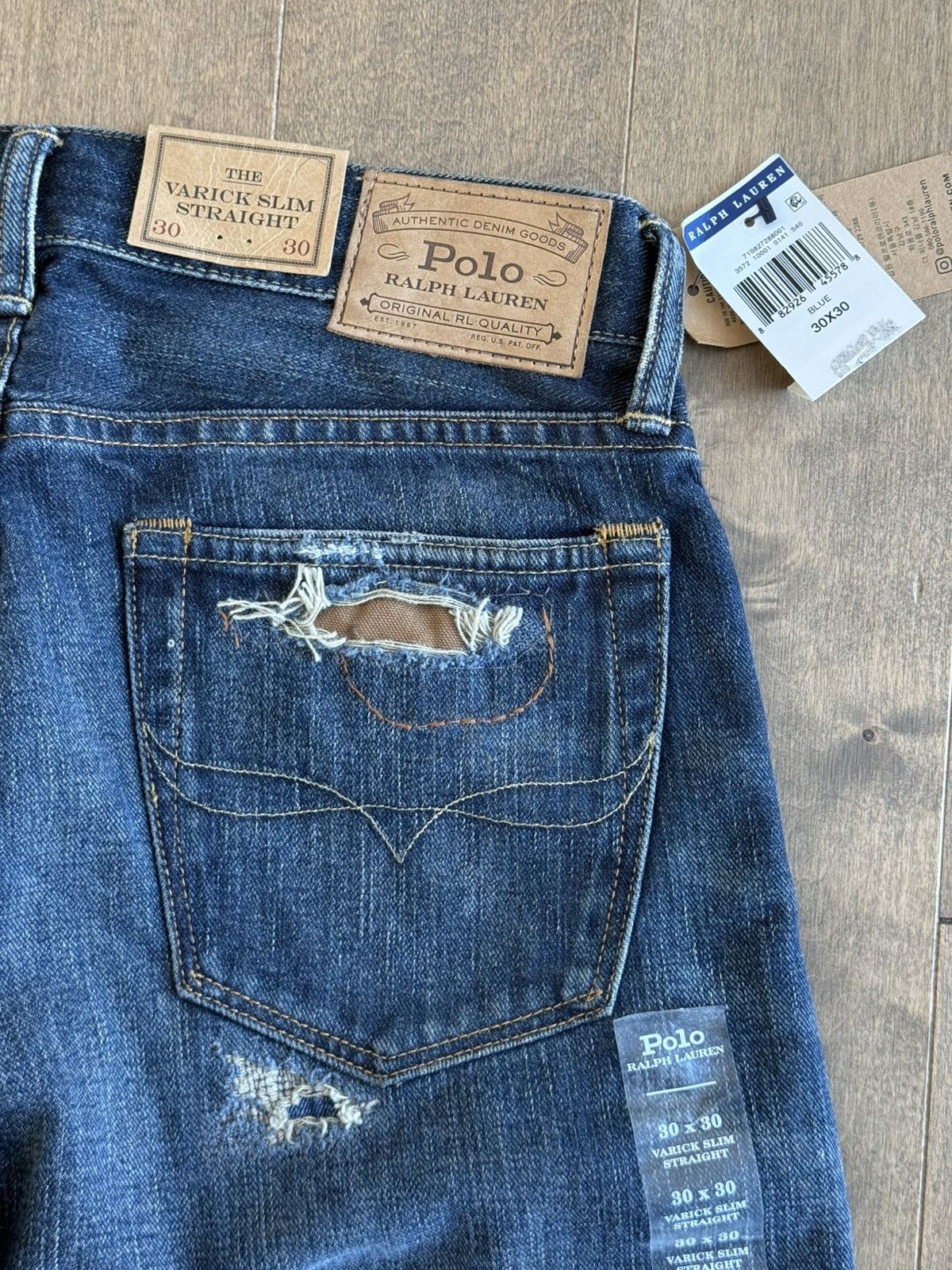 Polo Ralph Lauren × Ralph Lauren New Rare Polo Patchwork Distressed Straight Slim Jeans 30x30 Size US 30 / EU 46 - 5 Thumbnail